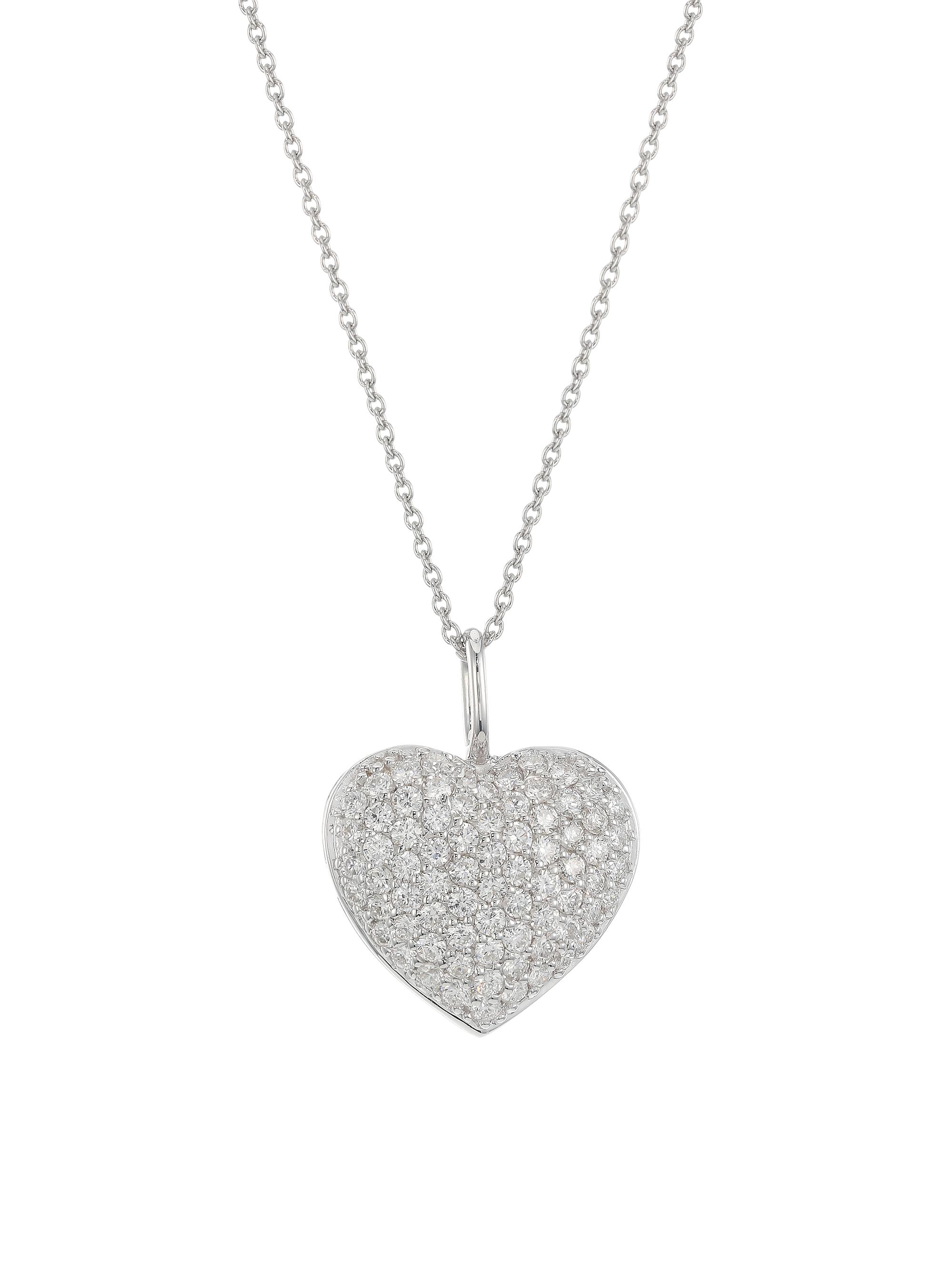 Roberto Coin Women's 18K White Gold & Diamond Pavé Heart Necklace - White Gold