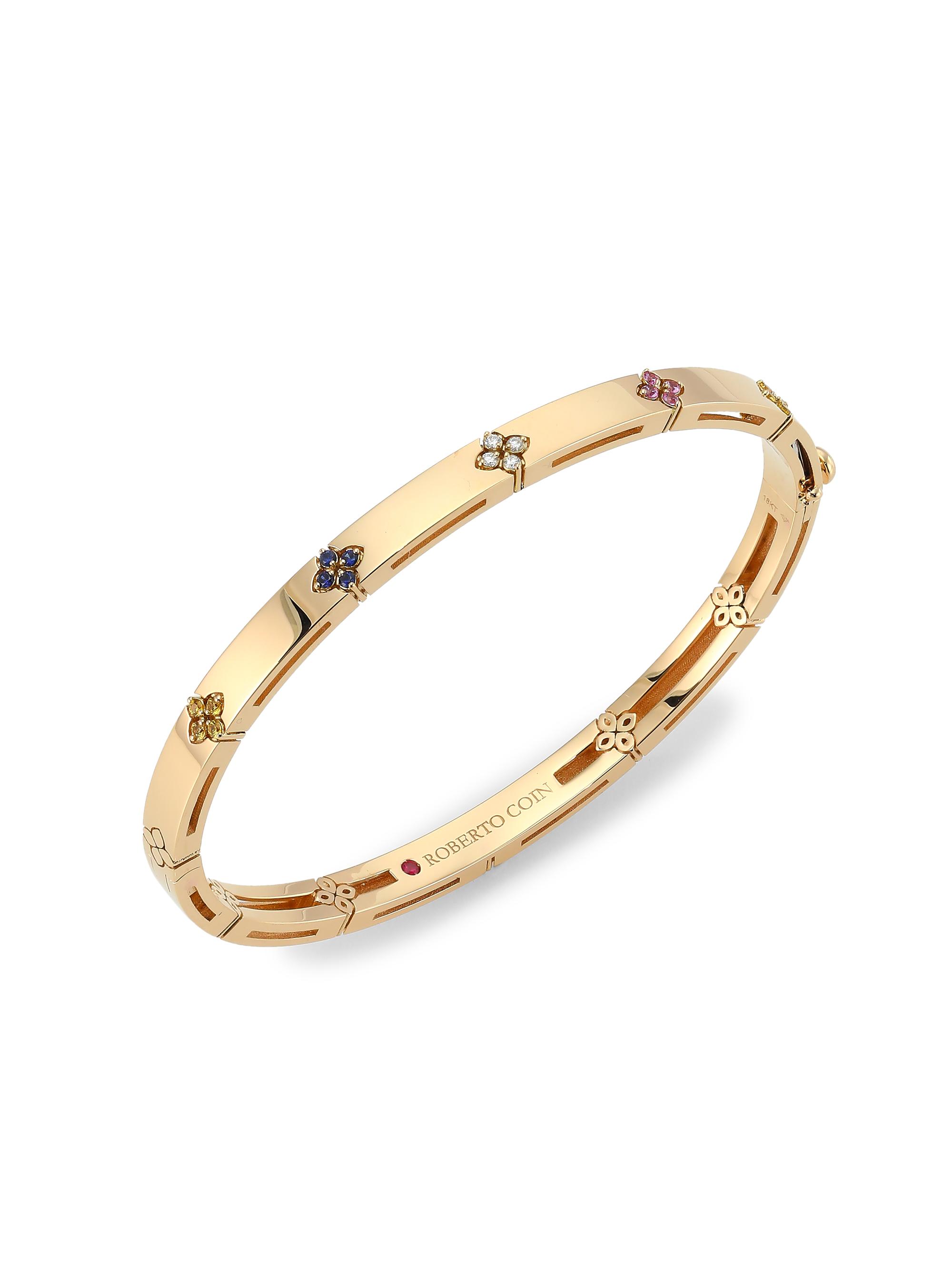 Roberto Coin Women's Love In Verona 18K Rose Gold, Sapphire & Diamond Bangle Bracelet - Rose Gold