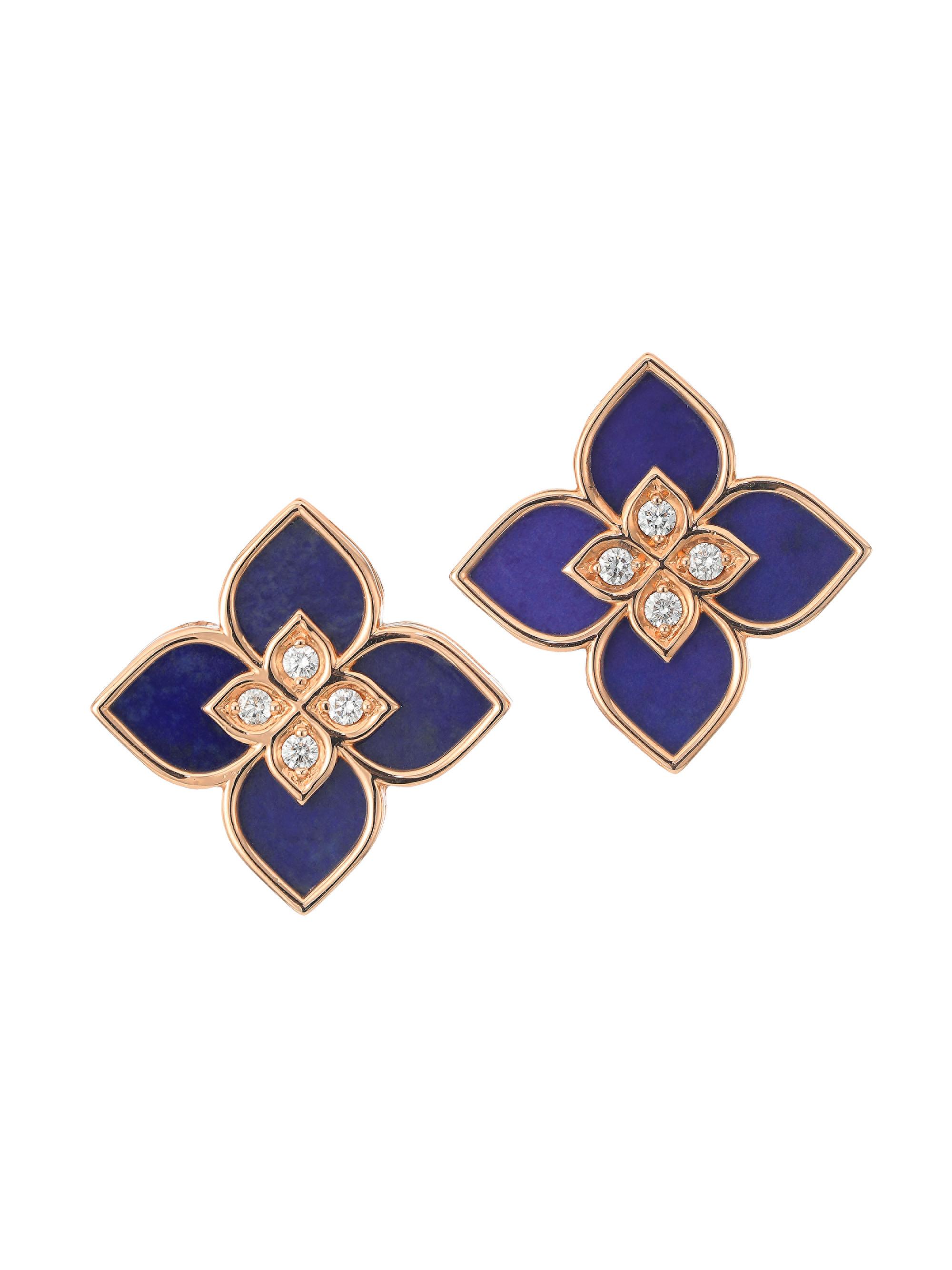 Roberto Coin Women's Venetian Princess 18K Rose Gold, Lapis Lazuli & Diamond Stud Earrings - Rose Gold