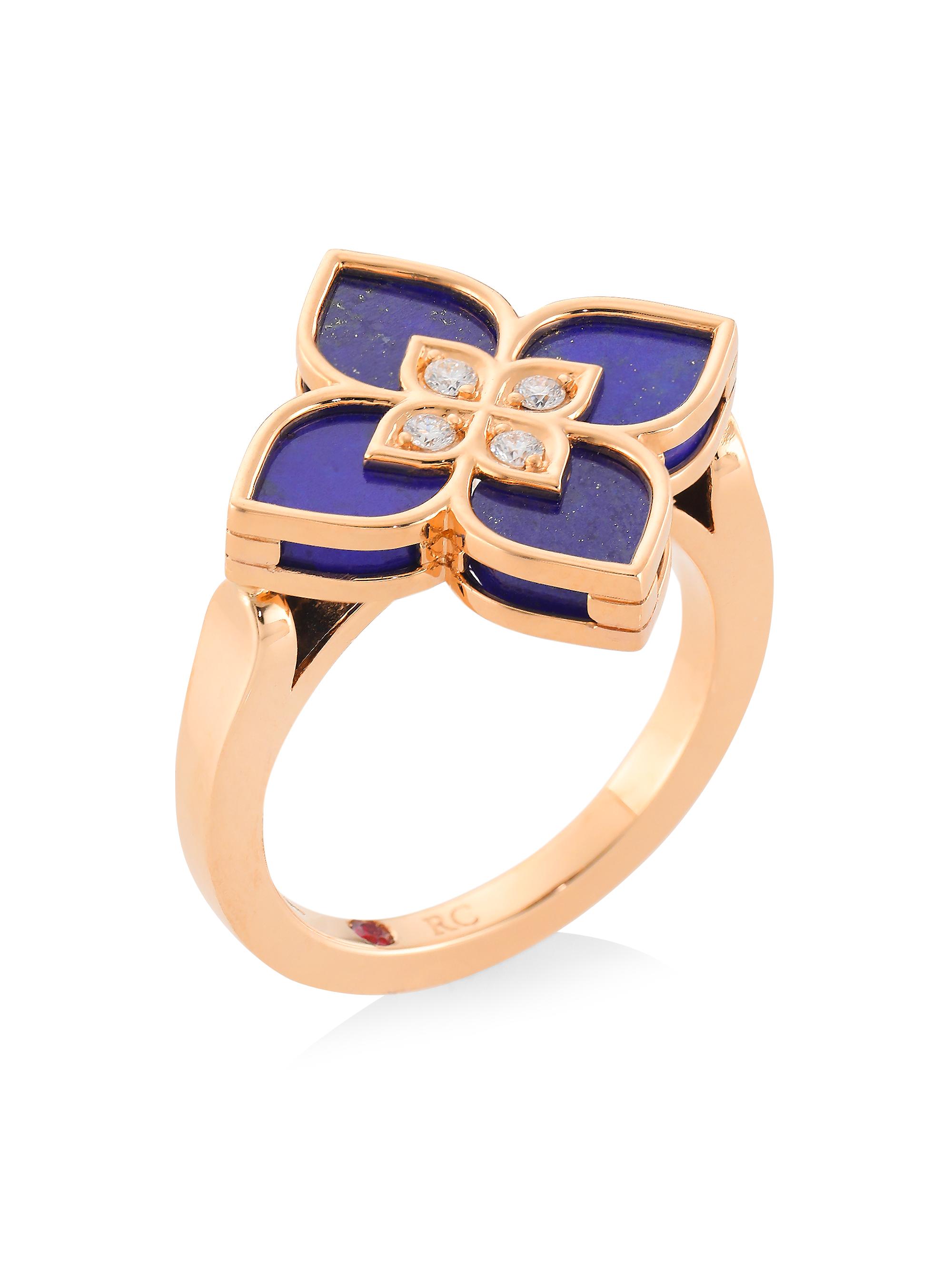 Roberto Coin Women's Venetian Princess 18K Rose Gold, Lapis Lazuli & Diamond Ring - Rose Gold