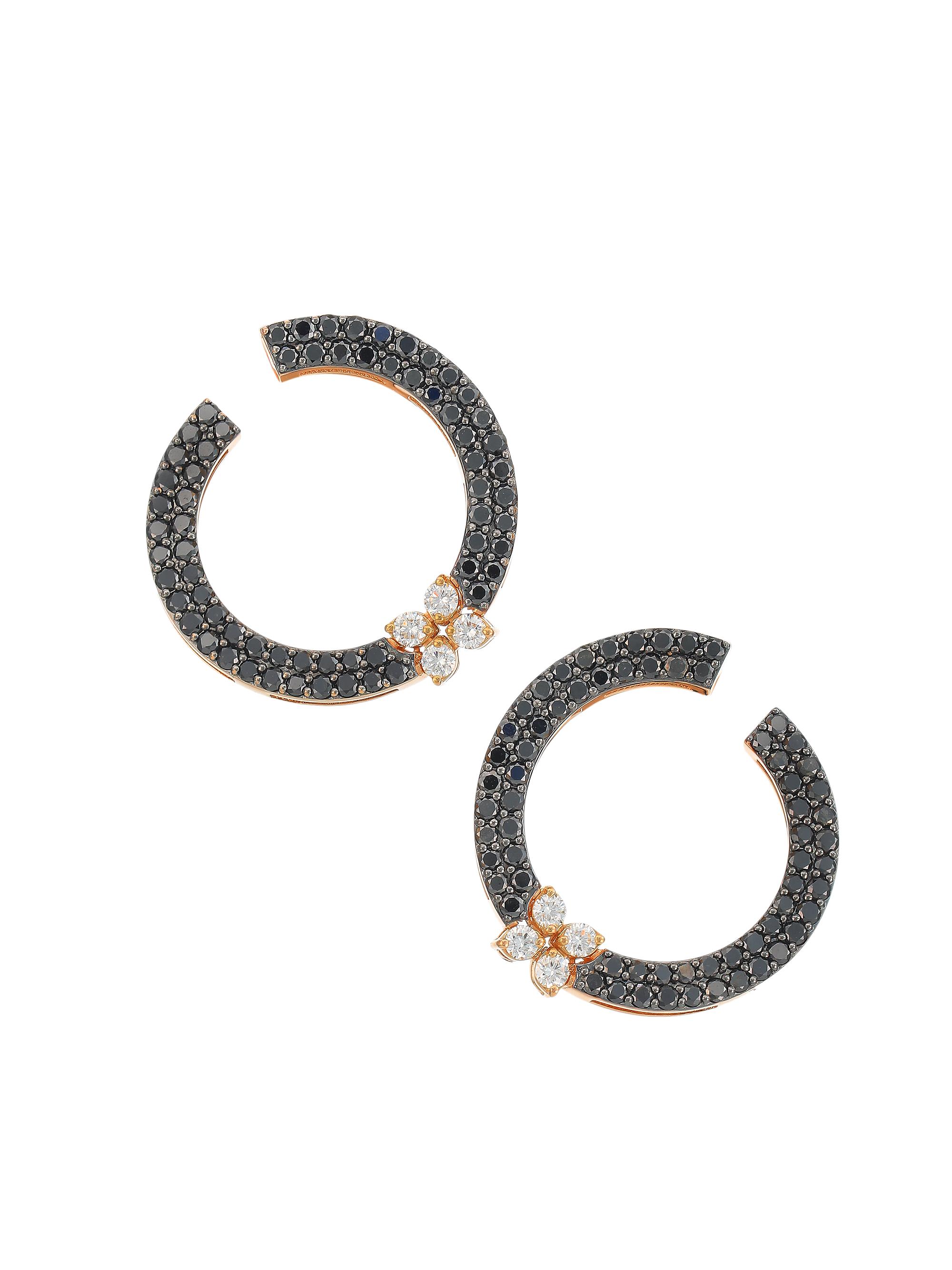 Roberto Coin Women's Love In Verona 18K Rose Gold, Black & White Diamond Earrings - Rose Gold