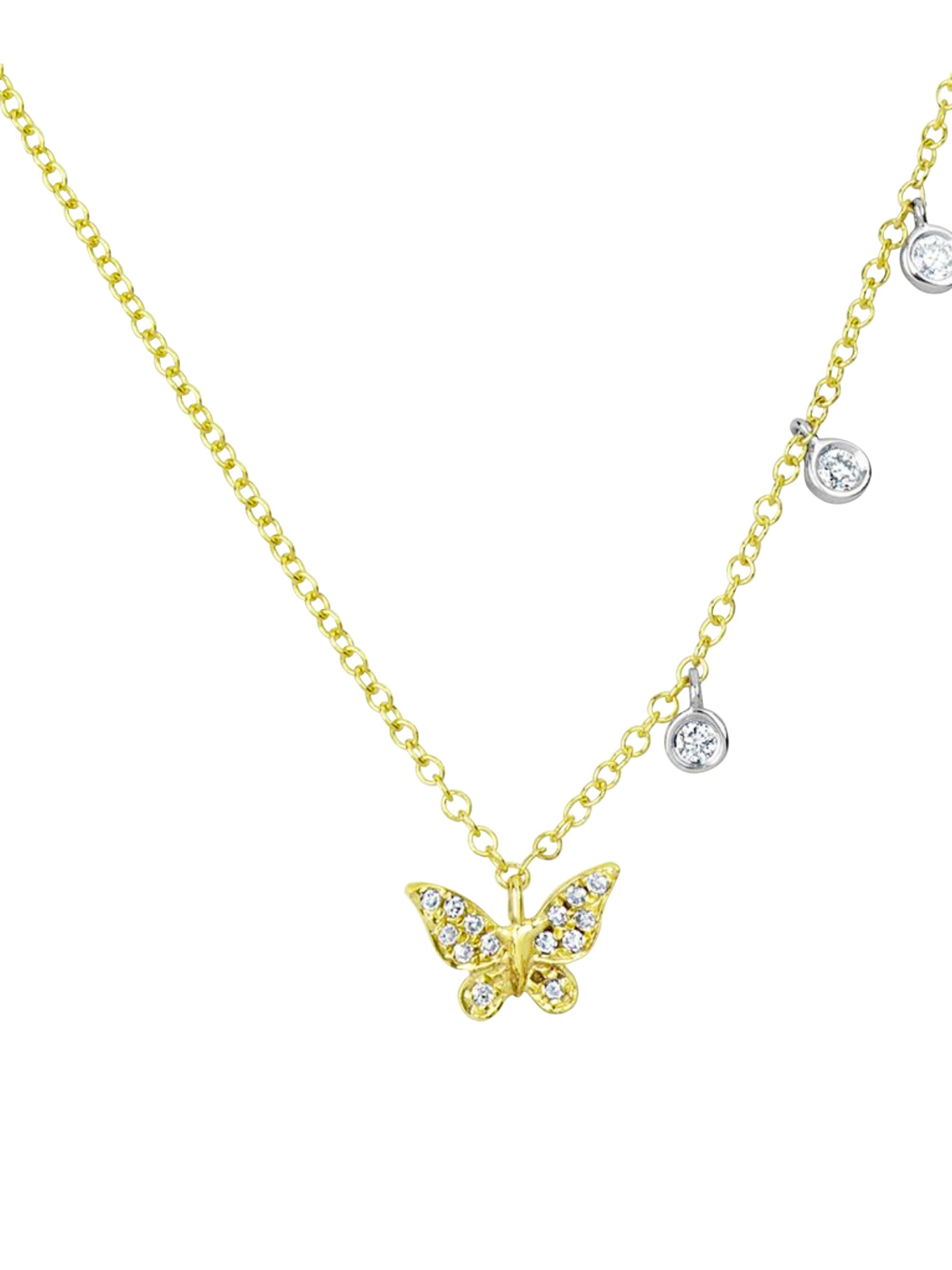 Meira T Women's 14K Yellow Gold Butterfly Diamond Bezel Necklace - Gold