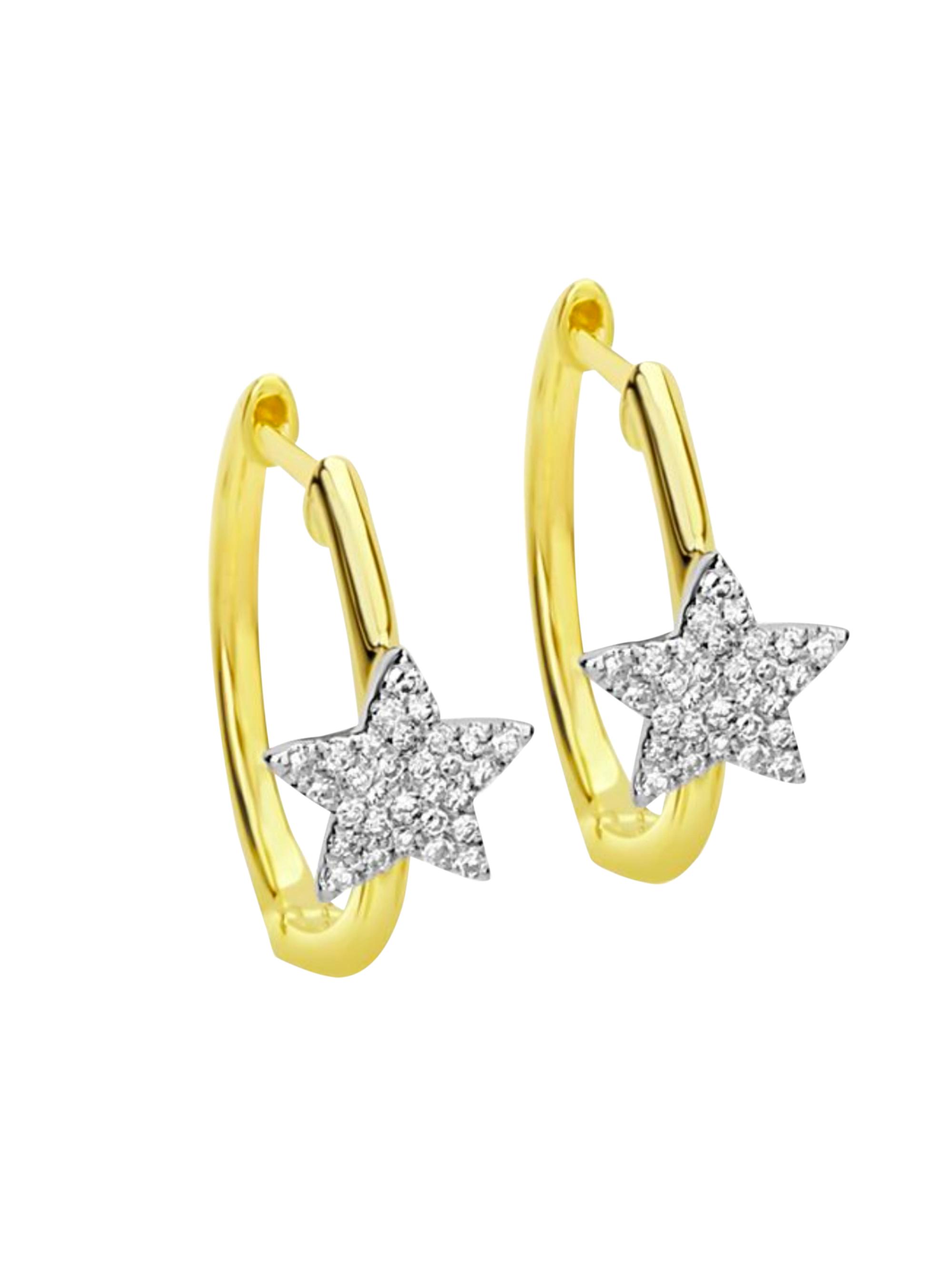 Meira T Women's 14K Yellow Gold & Diamond Star Hoop Earrings - Yellow Gold