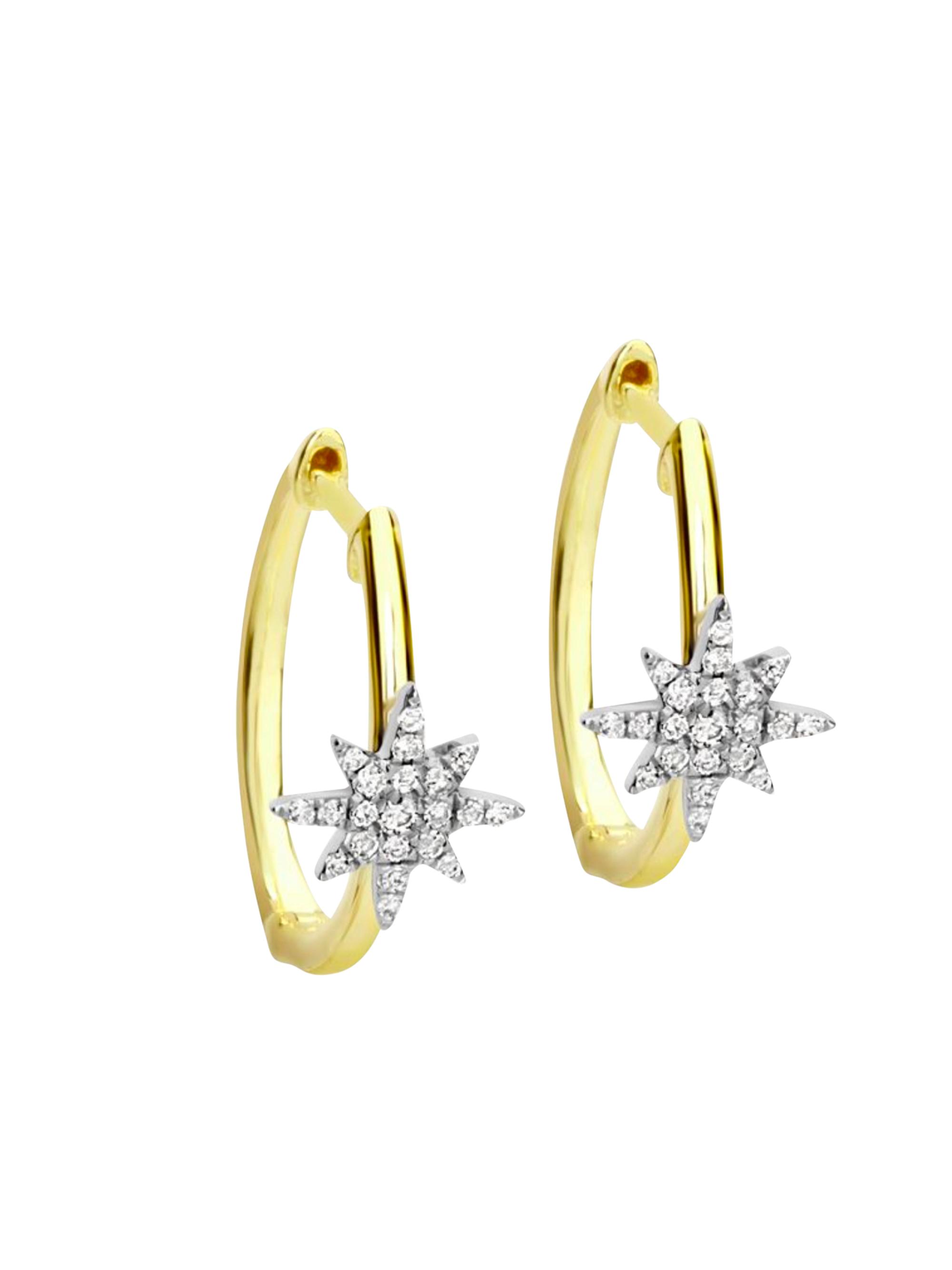 Meira T Women's 14K Yellow Gold & Diamond Starburst Hoop Earrings - Yellow Gold