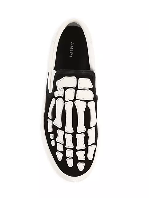 Amiri Men's Leather Skeleton Canvas Slip-On Sneakers
