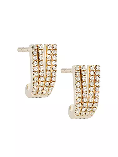14K Gold & Diamond Reversed Huggie Earring