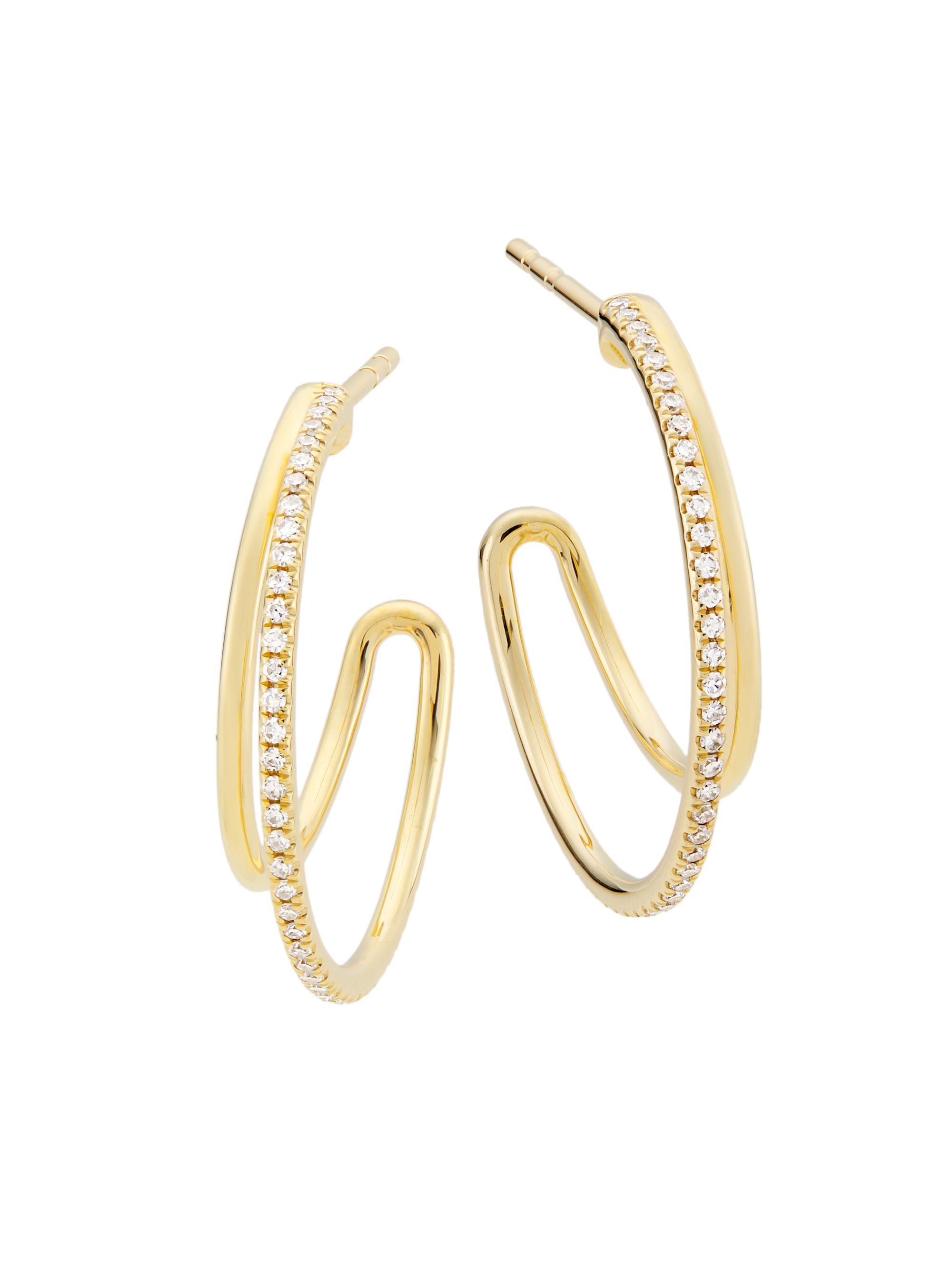 EF Collection Women's 14K Gold & Diamond Double-Hoop Earrings - Gold