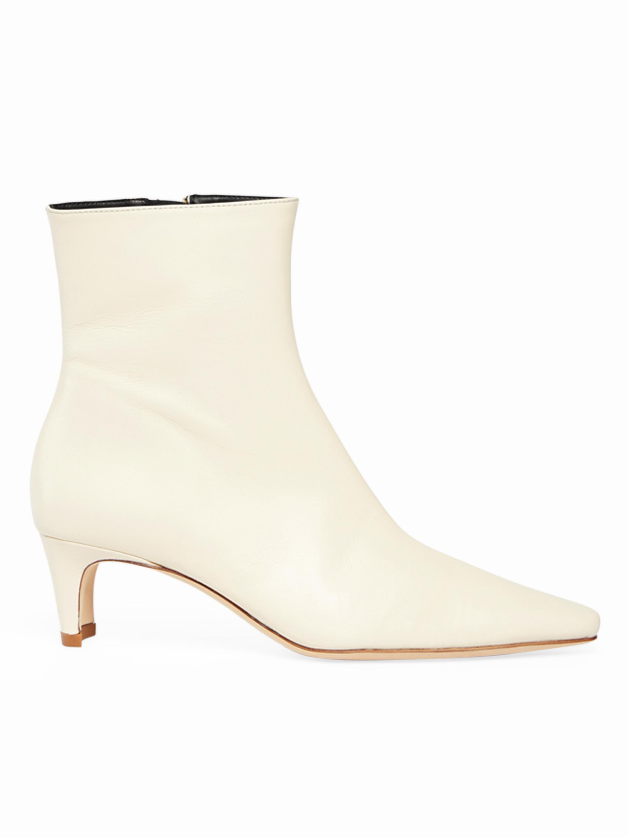 Staud Women's Wally Leather Ankle Boots - Cream