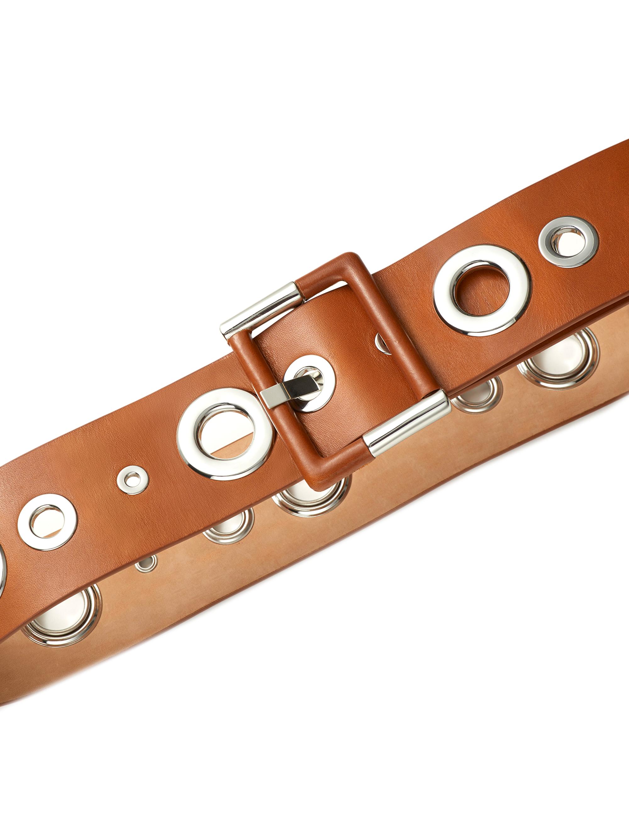Lafayette 148 Copper Brown Leather Skinny Belt Lafayette 148 New York L-Beam Leather Skinny Belt - Copper  main image 4