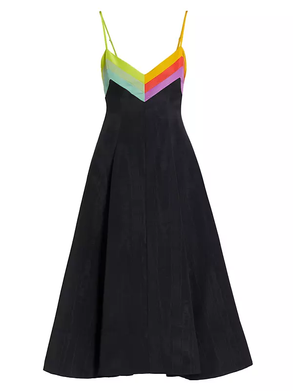 Chevron Colorblock Midi-Dress