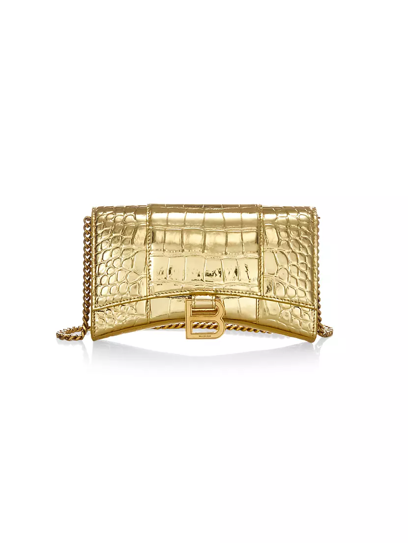 Balenciaga Hourglass Wallet on Chain (gold metallized croc-embossed)🤩 : r/ handbags