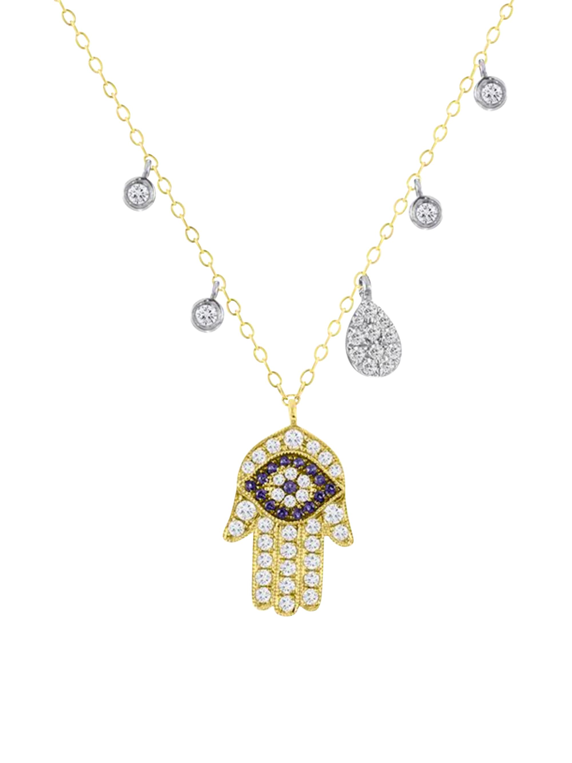 Meira T Women's 14K Gold, Diamond & Sapphire Hamsa & Evil Eye Charm Necklace - Gold