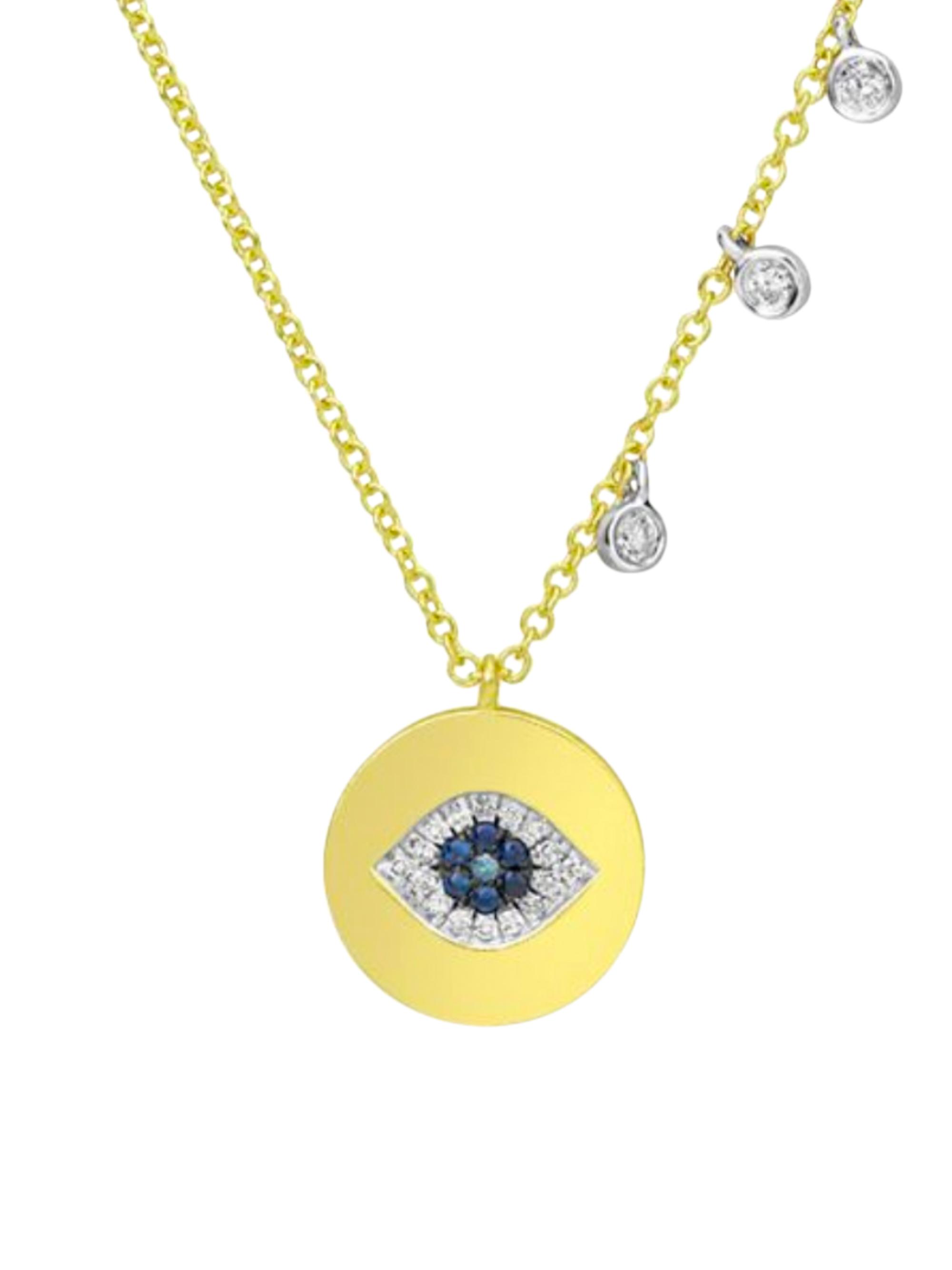 Meira T Women's 14K Gold, Diamond & Sapphire Evil Eye Coin Necklace - Yellow