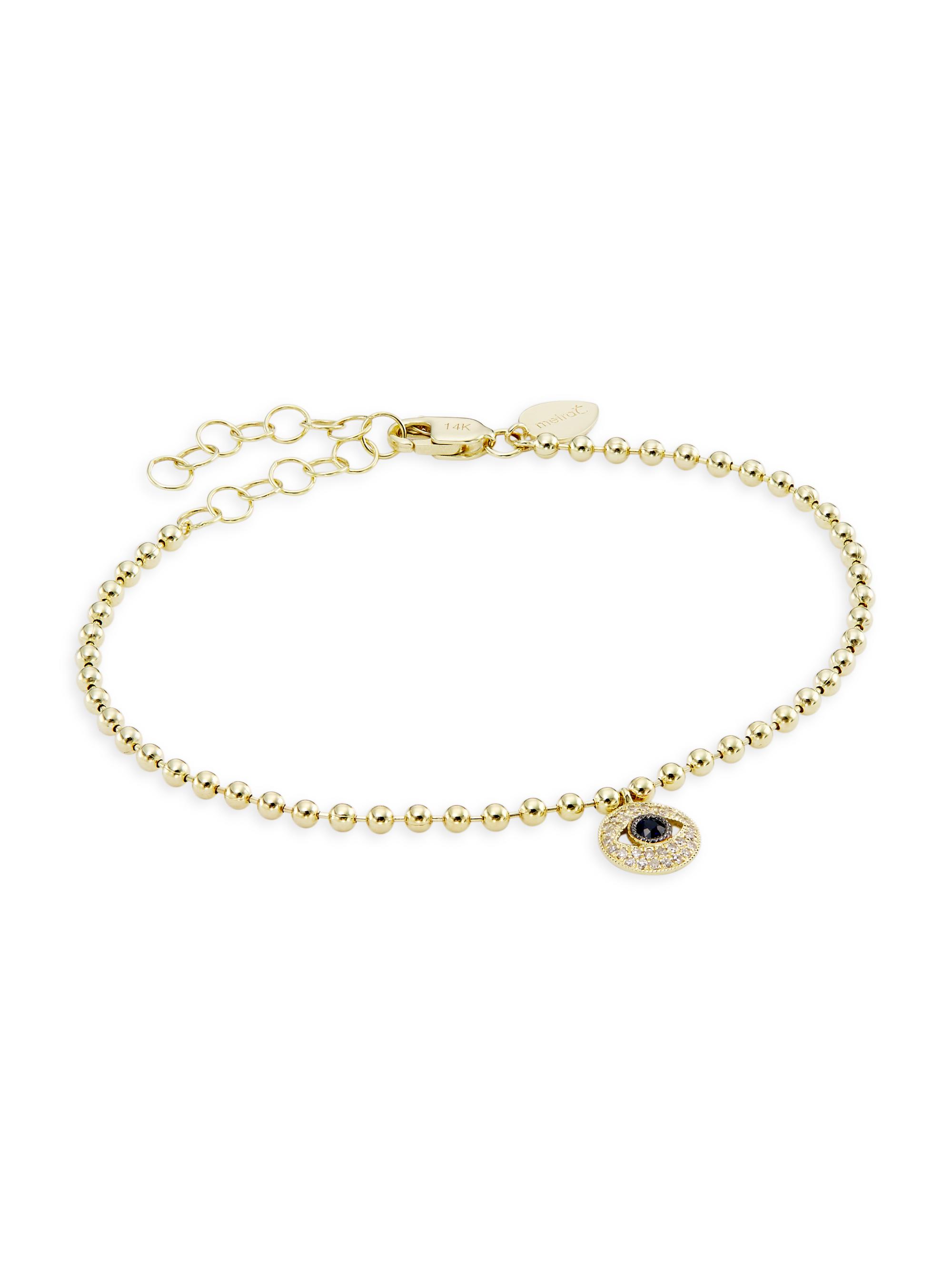 Meira T Women's 14K Yellow Gold, Diamond & Sapphire Evil Eye Charm Bracelet - Black