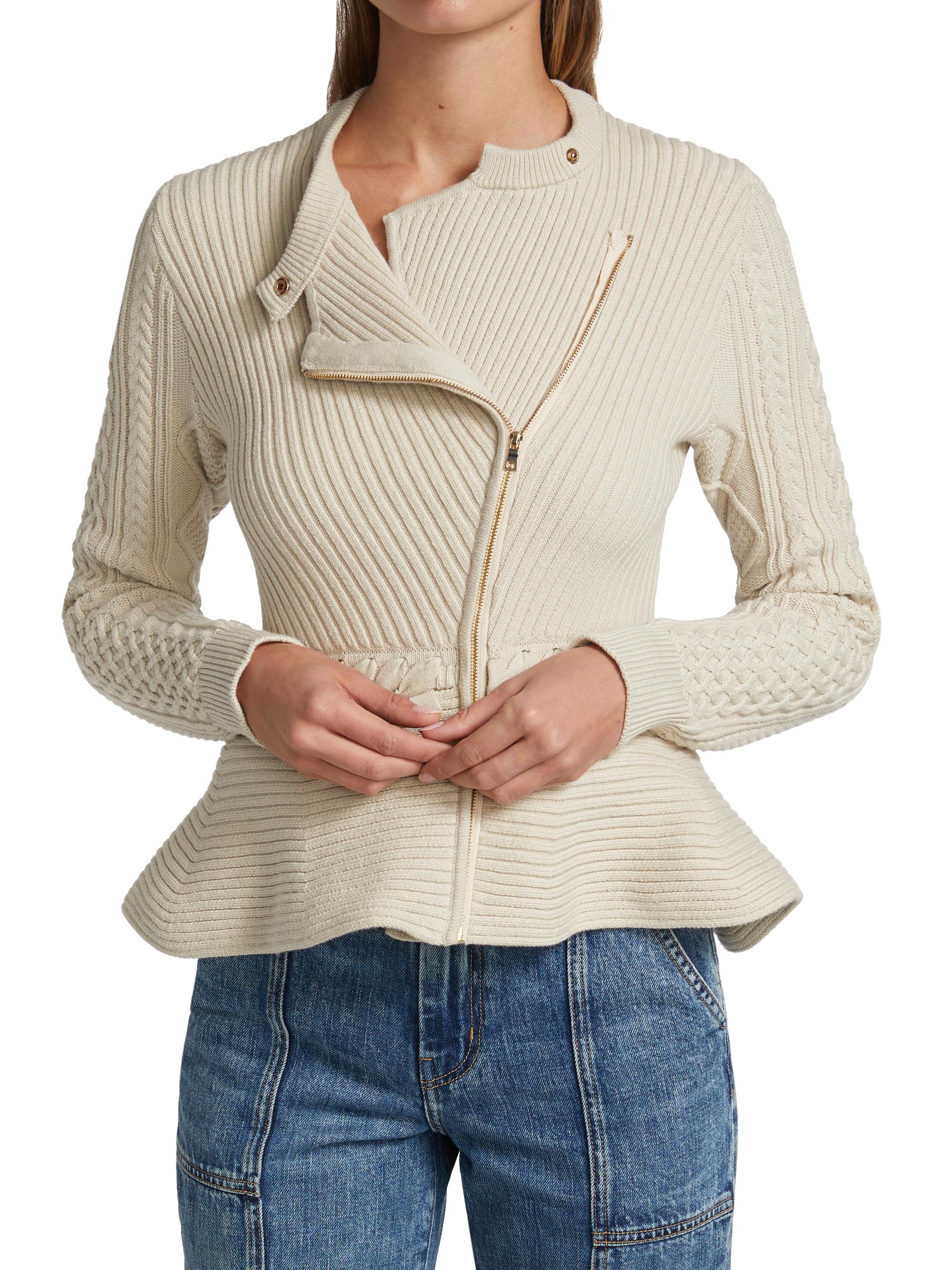 SIMKHAI Andi Fisherman Knit Peplum Jacket | Saks Fifth Avenue