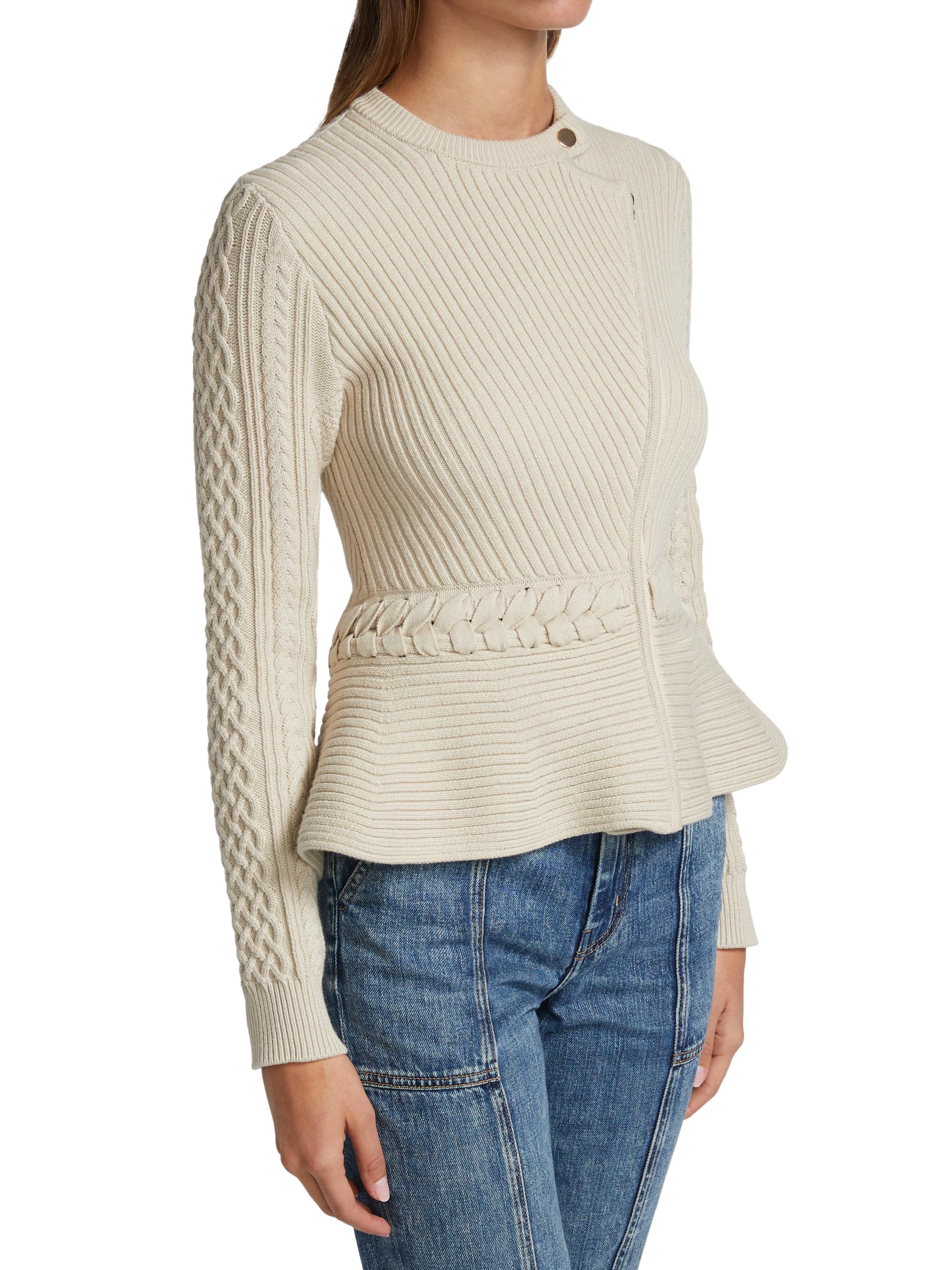 SIMKHAI Andi Fisherman Knit Peplum Jacket | Saks Fifth Avenue