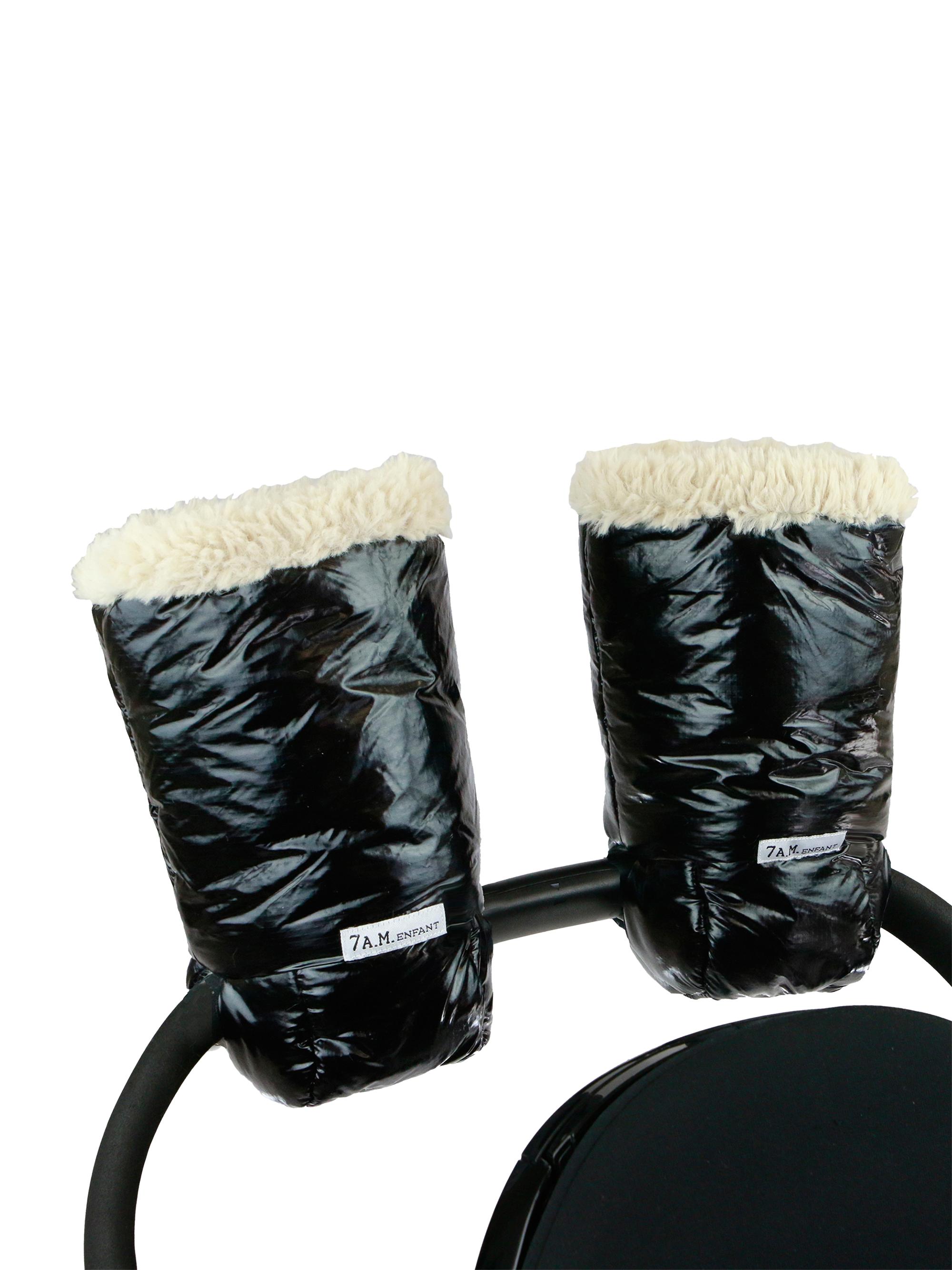 7AM Warmmuffs Plush Attachable Stroller Gloves - Black