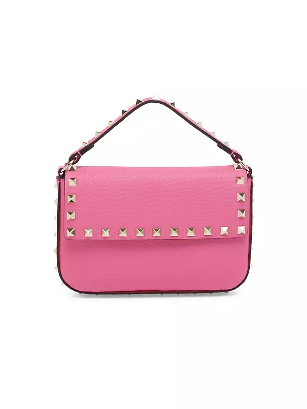 Pink Valentino Rockstud Flap Bracelet Leather Clutch bag