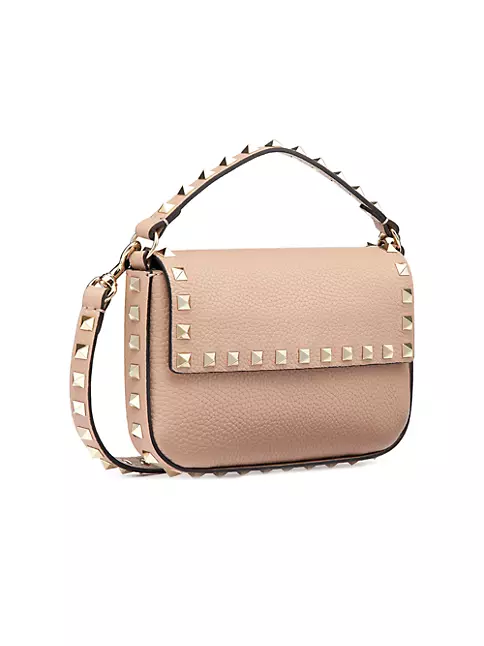 Valentino Neon Pink Leather Mini Rockstud Flap Crossbody Bag
