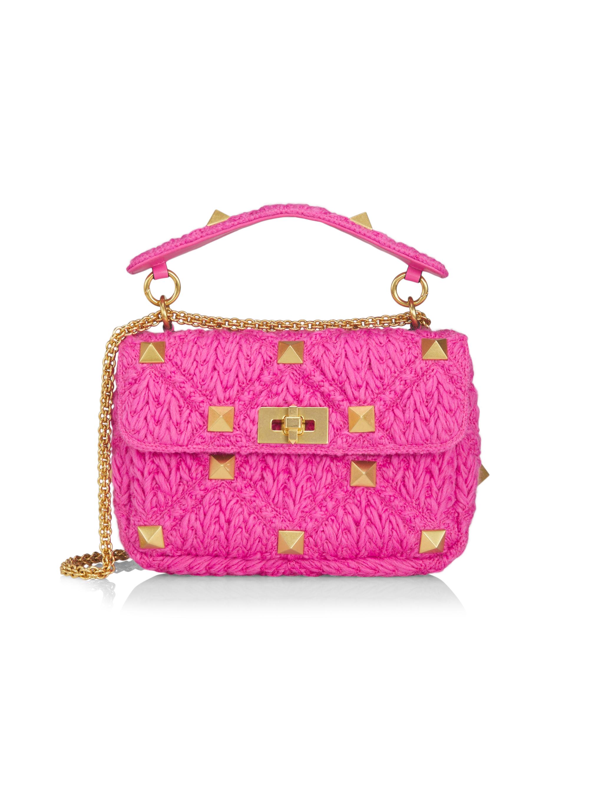 Valentino Garavani Women's  Roman Stud Knit Wool Shoulder Bag - Feminine