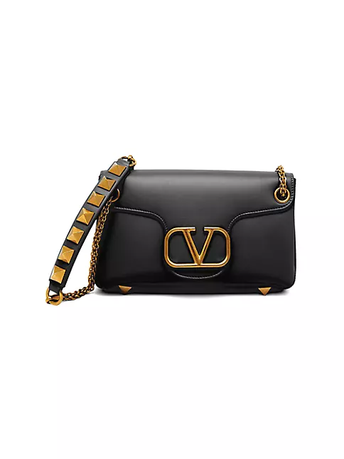 Shop Valentino Garavani VLogo Leather Shoulder Bag