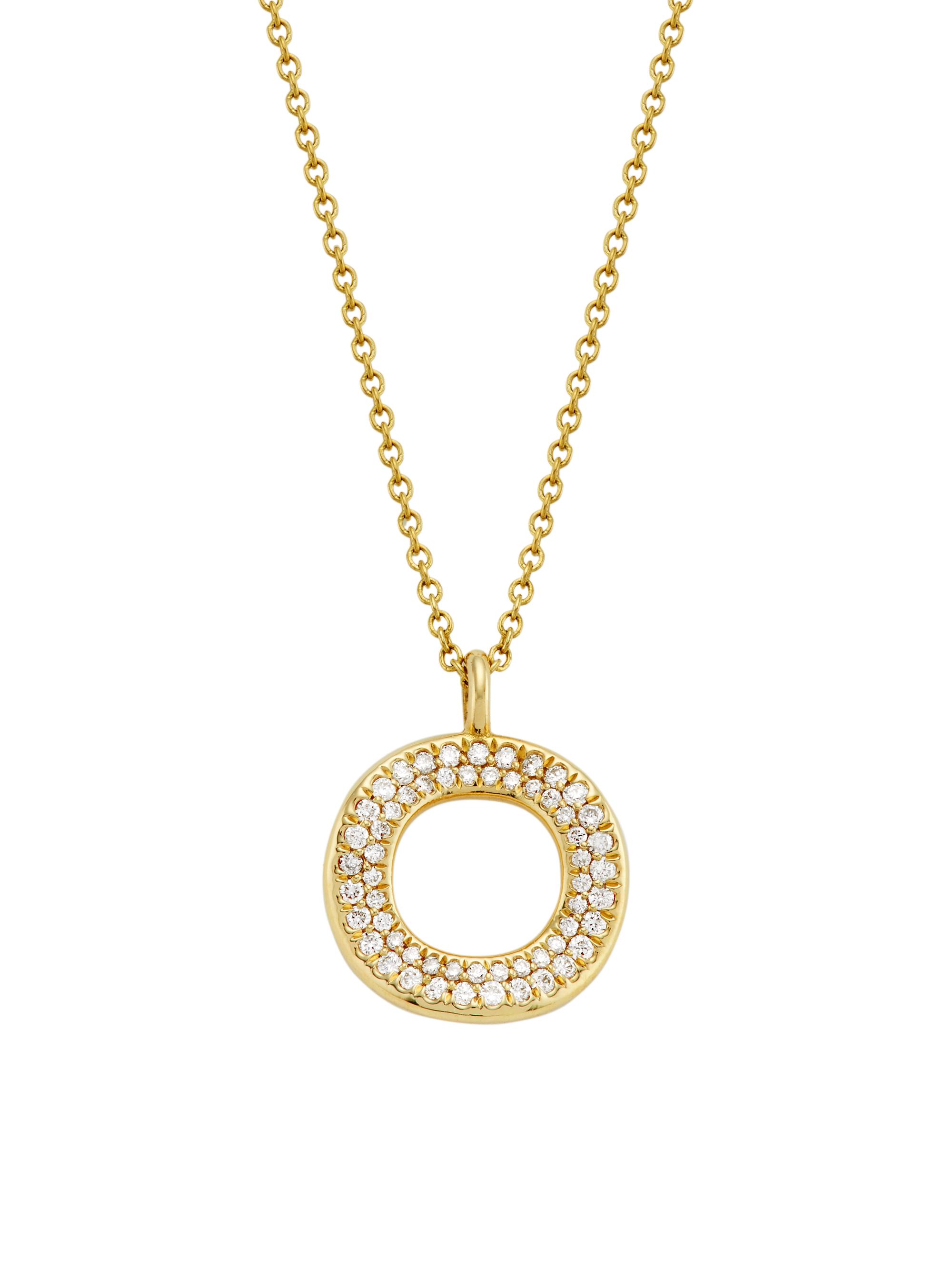 Ippolita Women's Stardust 18K Yellow Gold & Diamond Wavy Circle Pendant Necklace - Gold