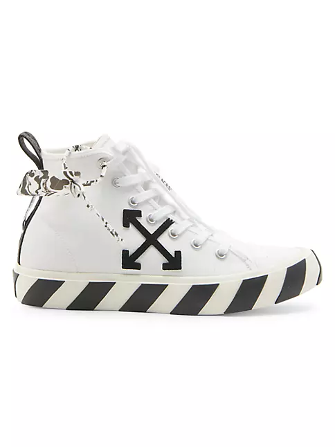 Chanel white canvas high top sneakers with black details