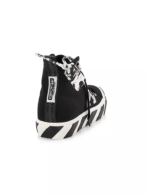 Off-White Virgil Abloh Low Vulcanized Black Purple Canvas Sneakers 2019  Size 43 