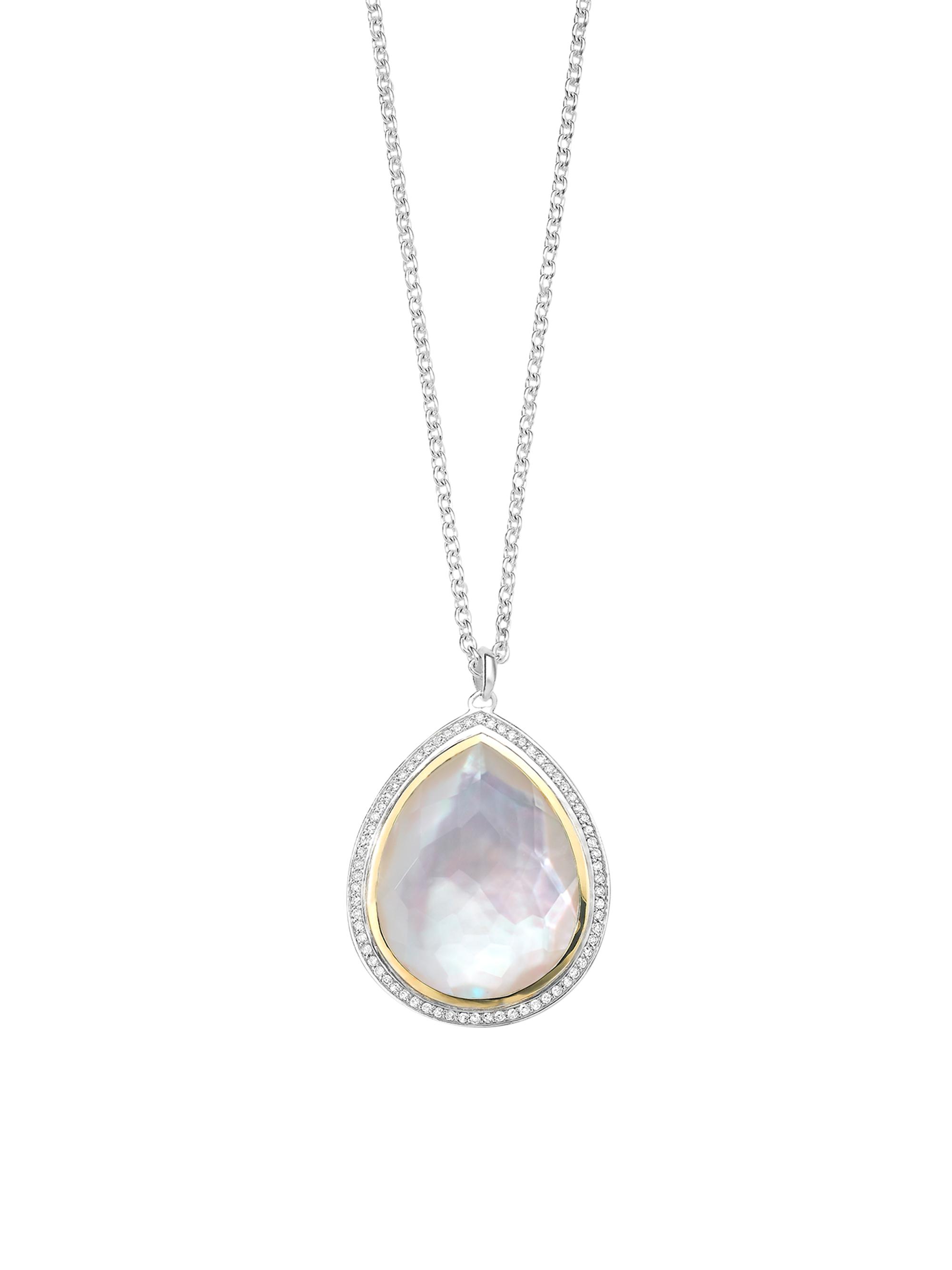Ippolita Women's Chimera Two-Tone, Gemstone & 0.26 TCW Diamond Large Teardrop Pendant Necklace - Silver