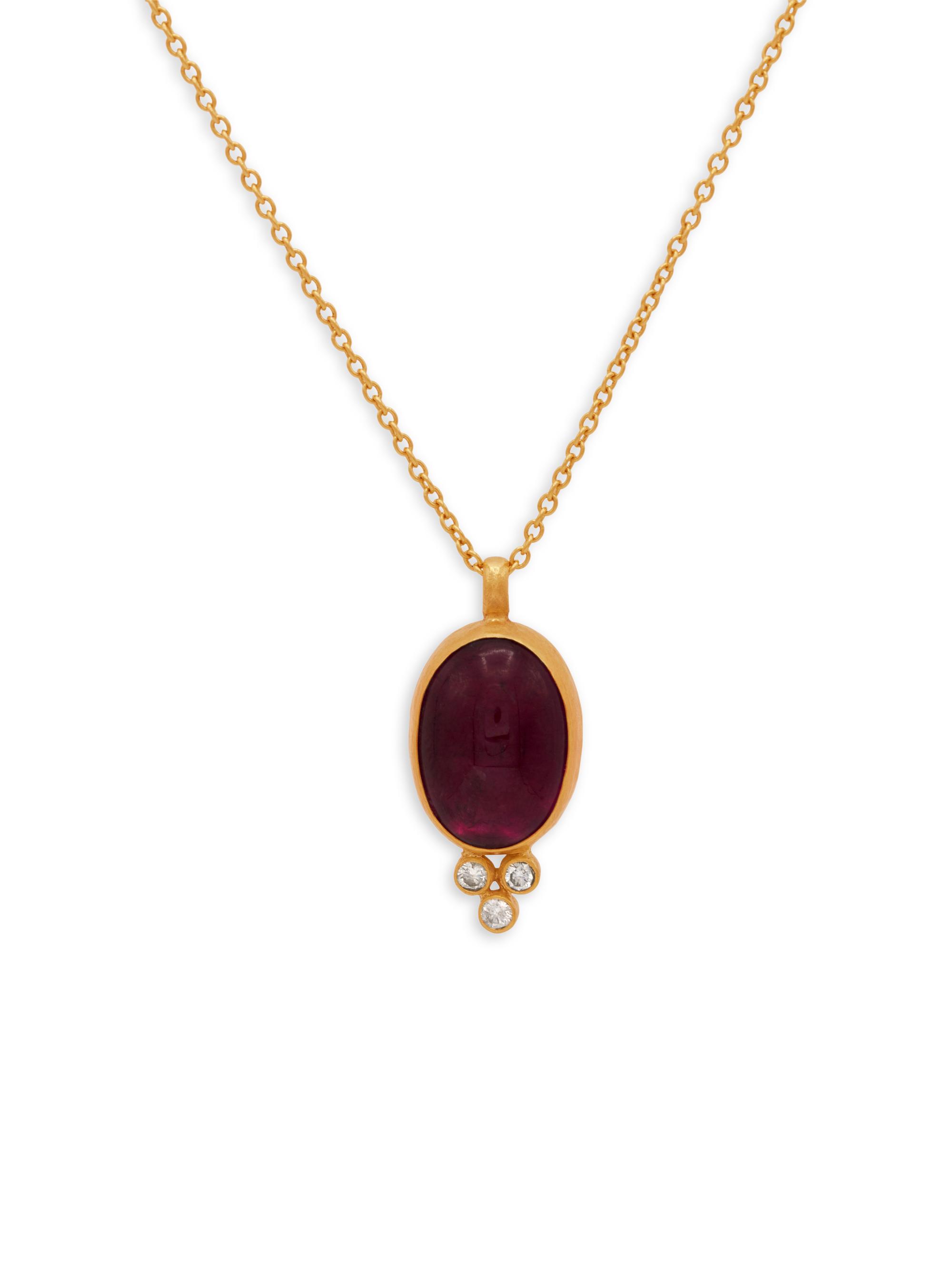 Gurhan Women's Rubellite, Diamond & 24K Yellow Gold Pendant Necklace - Yellow Gold