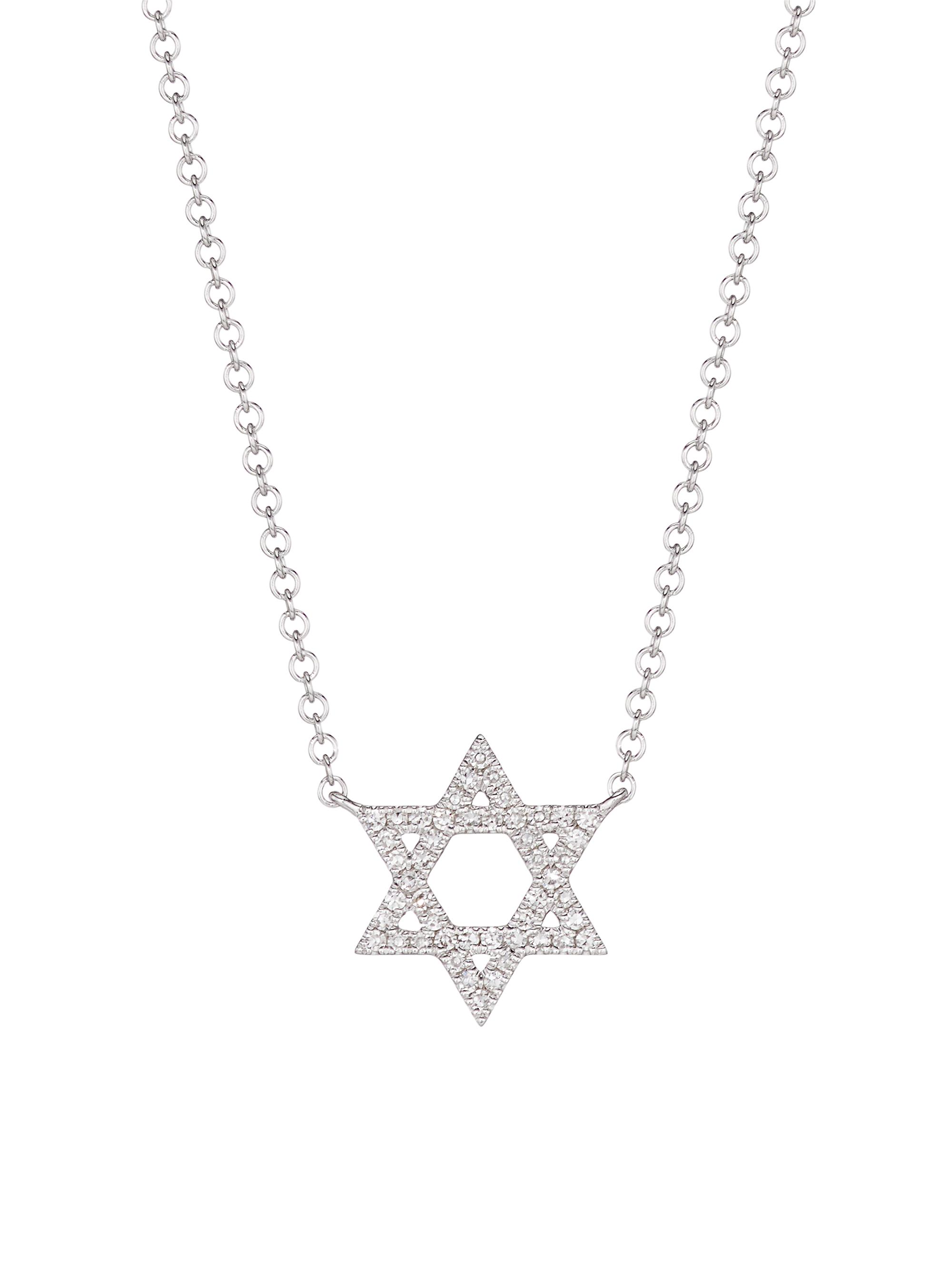 Saks Fifth Avenue Collection Women's 14K White Gold & 0.11 TCW Diamond Star Of David Pendant Necklace - White Gold