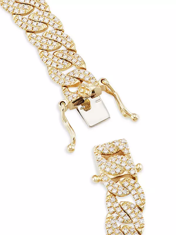 14K Yellow Gold & 1.69 TCW Diamond Curb-Chain Bracelet