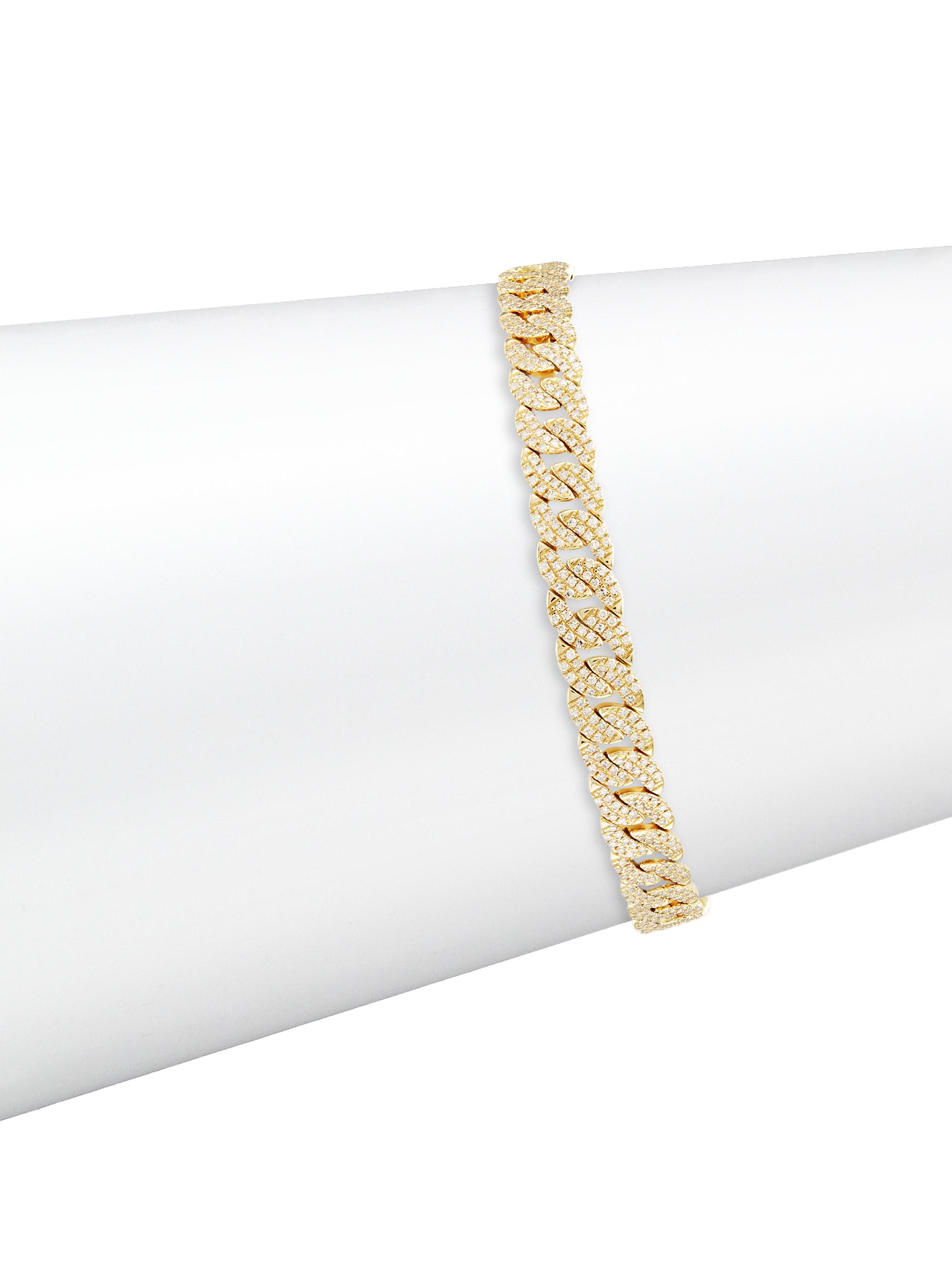 Saks Fifth Avenue Collection Women's 14K Yellow Gold & 1.69 TCW Diamond Curb-Chain Bracelet - Yellow Gold