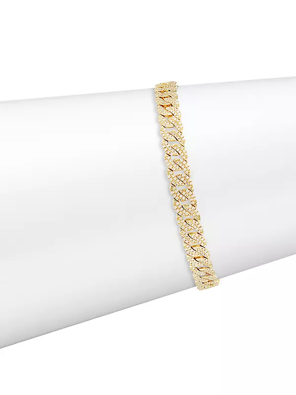 14K Yellow Gold & 1.69 TCW Diamond Curb-Chain Bracelet