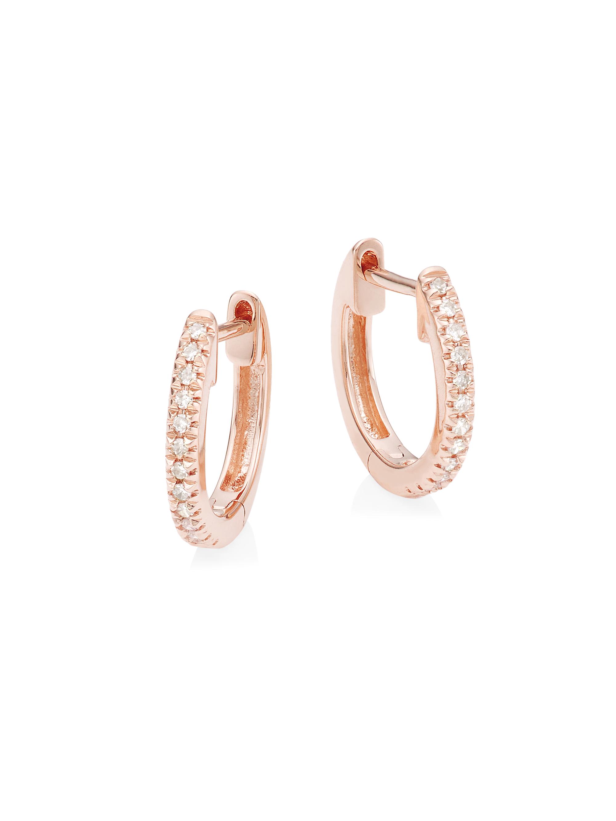 Saks Fifth Avenue Collection Women's 14K Rose Gold & 0.07 TCW Diamond Huggie Earrings - Rose Gold