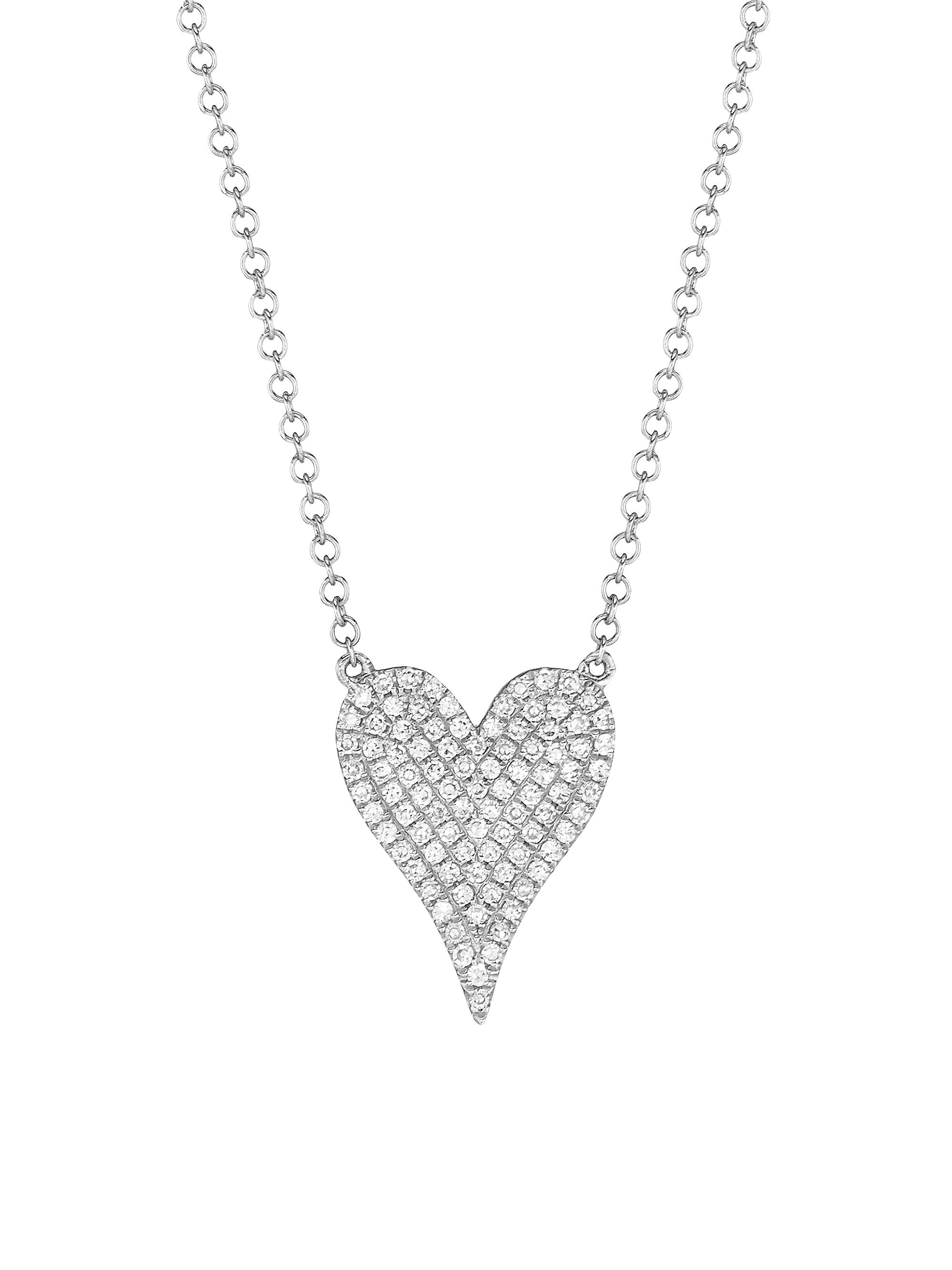 Saks Fifth Avenue Collection Women's 14K White Gold & 0.21 TCW Diamond Heart Pendant Necklace - White Gold