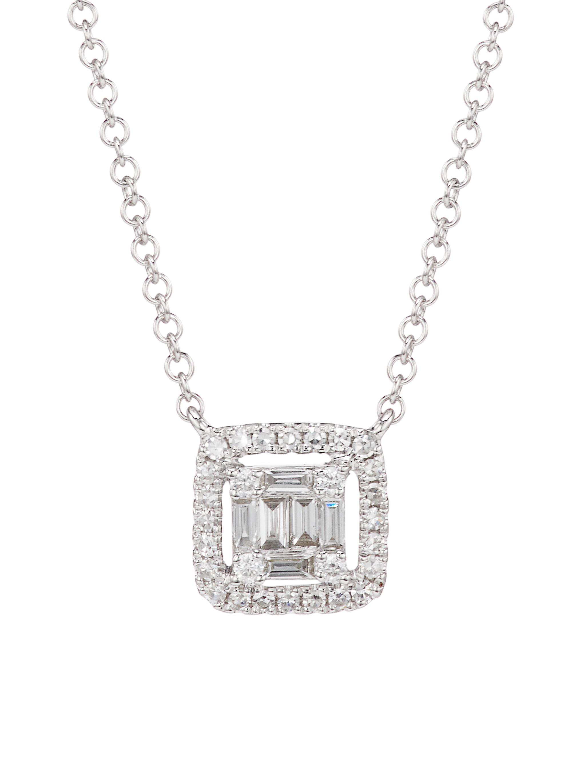 Saks Fifth Avenue Collection Women's 14K White Gold & 0.29 TCW Diamond Cushion Pendant Necklace - White Gold
