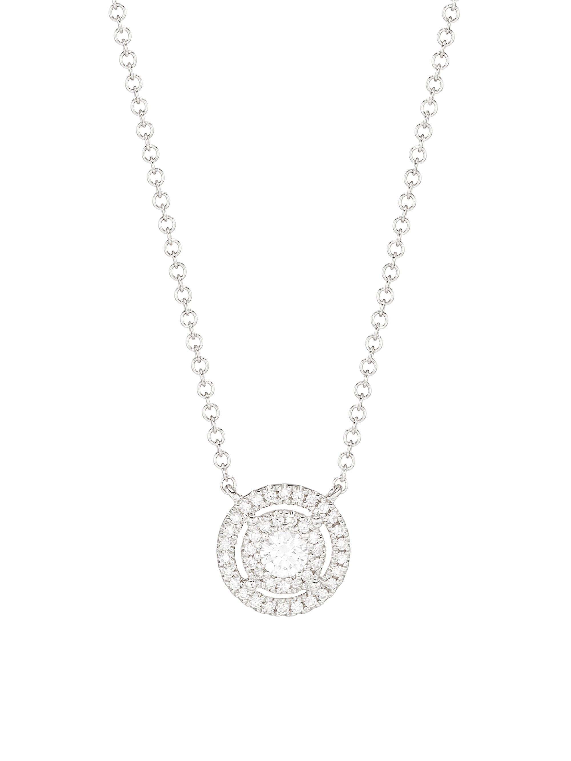 Saks Fifth Avenue Collection Women's 14K Gold & 0.22 TCW Diamond Round Pendant Necklace - White Gold