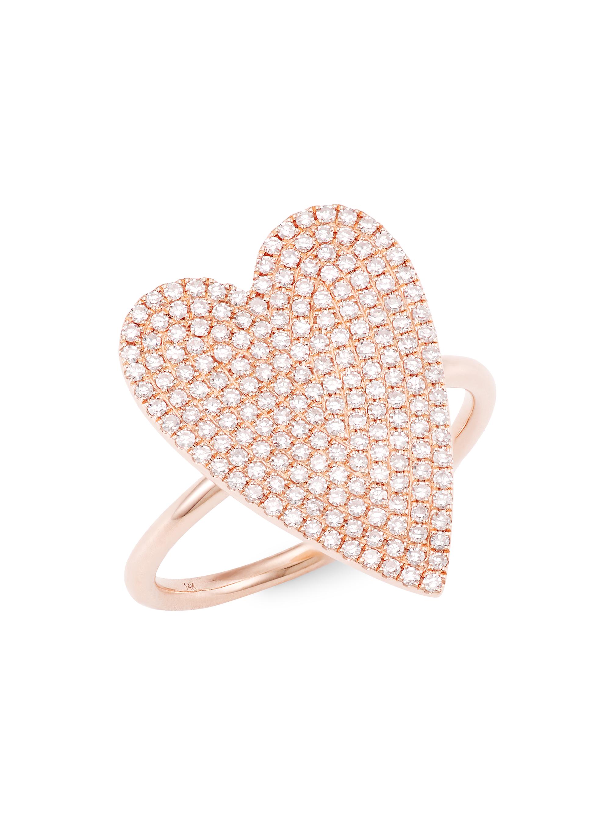 Saks Fifth Avenue Collection Women's 14K Rose Gold & 0.56 TCW Diamond Heart Ring - Rose Gold