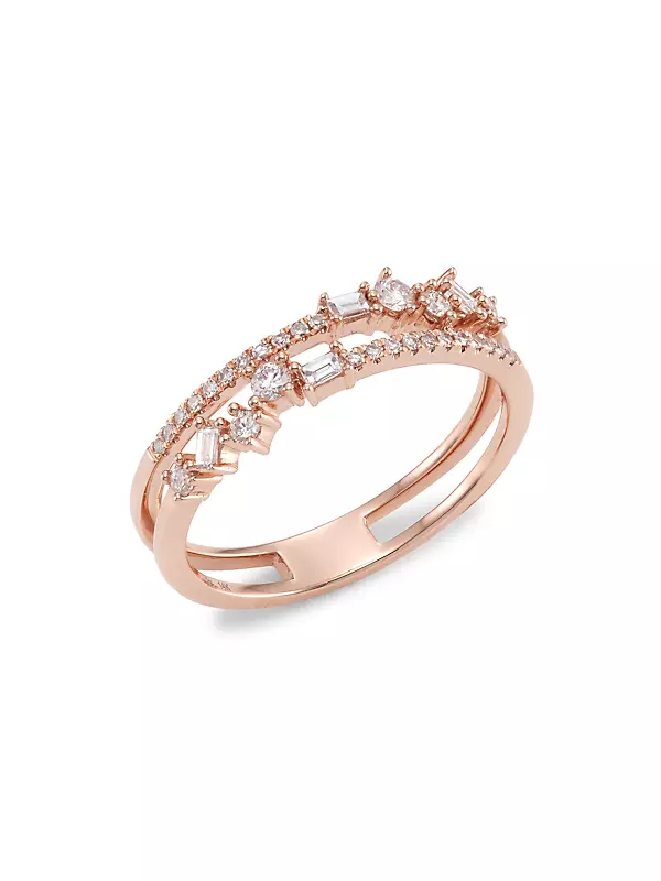 14K Rose Gold & Diamond Double-Band Ring