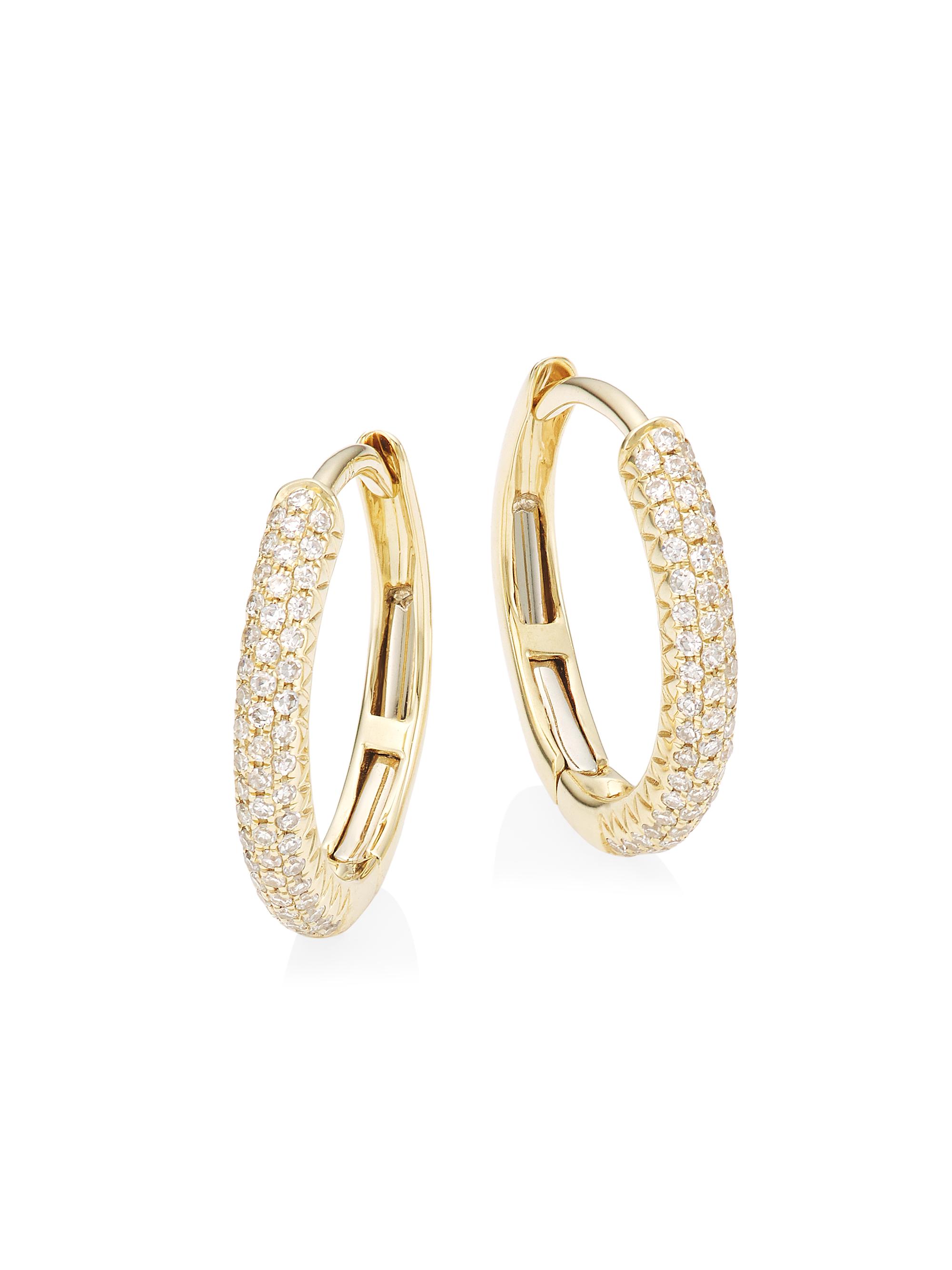 Saks Fifth Avenue Collection Women's 14K Yellow Gold & 0.21 TCW Diamond Hoop Earrings - Yellow Gold