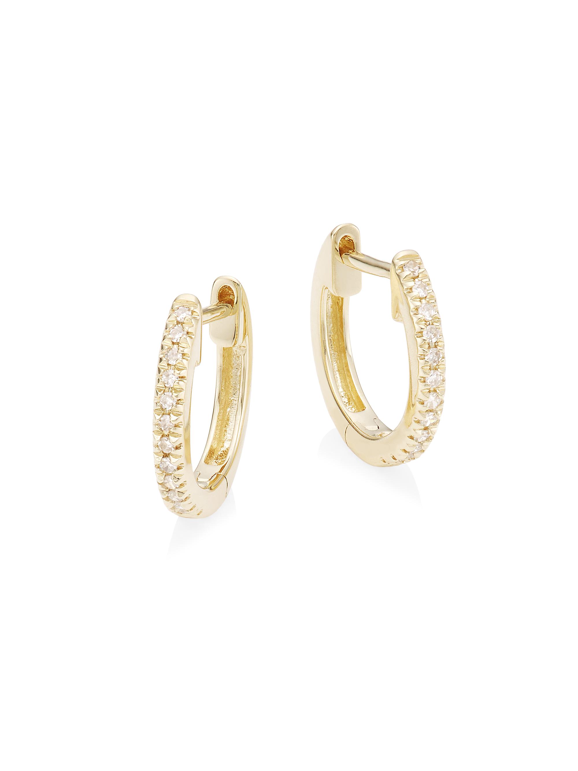 Saks Fifth Avenue Collection Women's 14K Yellow Gold & 0.07 TCW Diamond Huggie Hoop Earrings - Yellow Gold