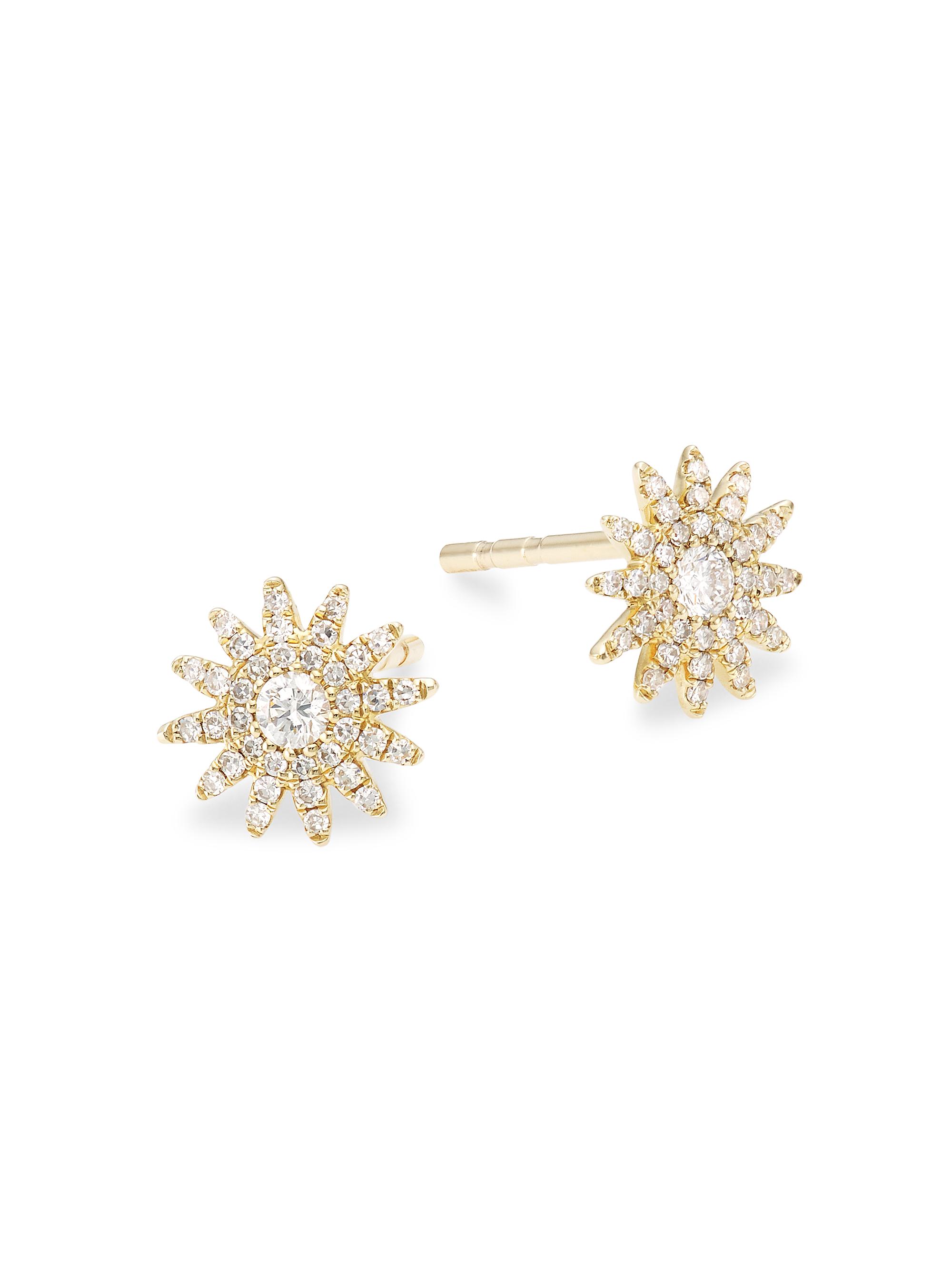 Saks Fifth Avenue Collection Women's 14K Gold & 0.24 TCW Diamond Starburst Stud Earrings - Yellow Gold