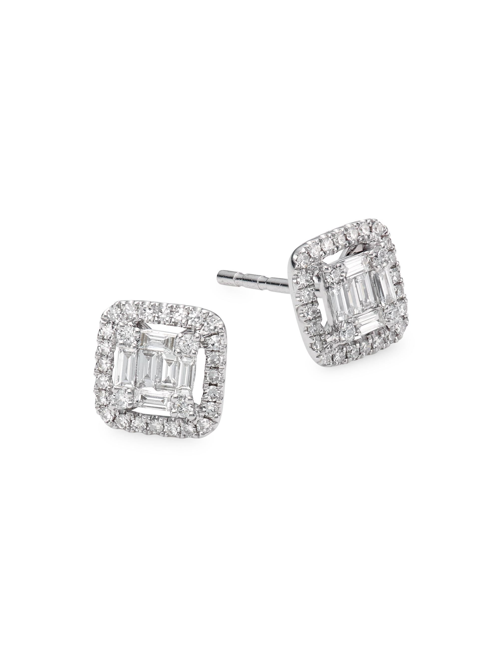 Saks Fifth Avenue Collection Women's 14K White Gold & 0.43 TCW Diamond Cushion Stud Earrings - White Gold
