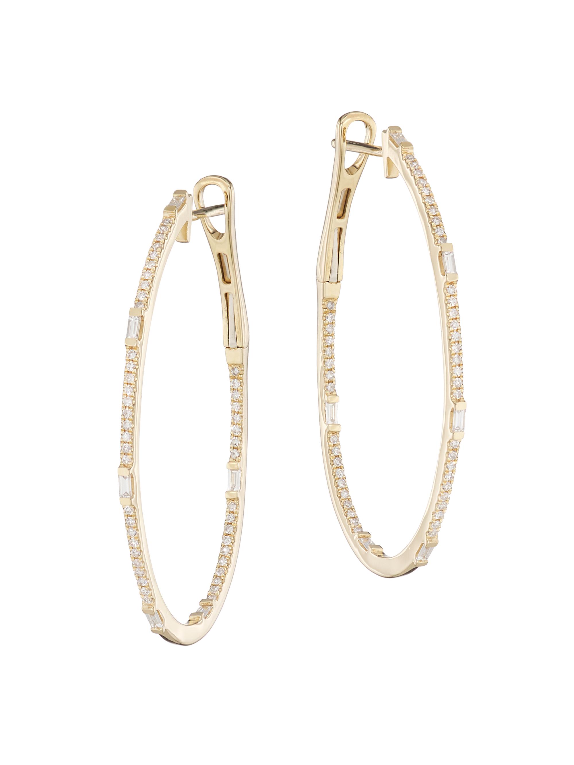 Saks Fifth Avenue Collection Women's 14K Yellow Gold & 0.44 TCW Diamond Oval Hoop Earrings - Yellow Gold