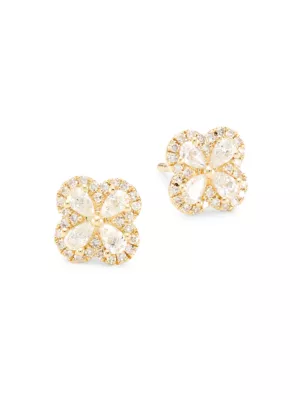 Parts of Four diamond-embellished stud earring - Gold