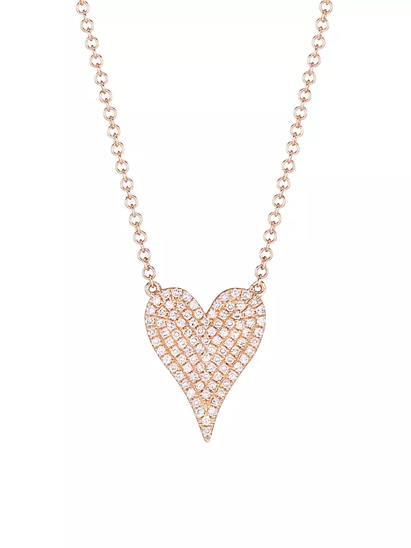 14K Rose Gold & 0.21 TCW Diamond Heart Pendant Necklace