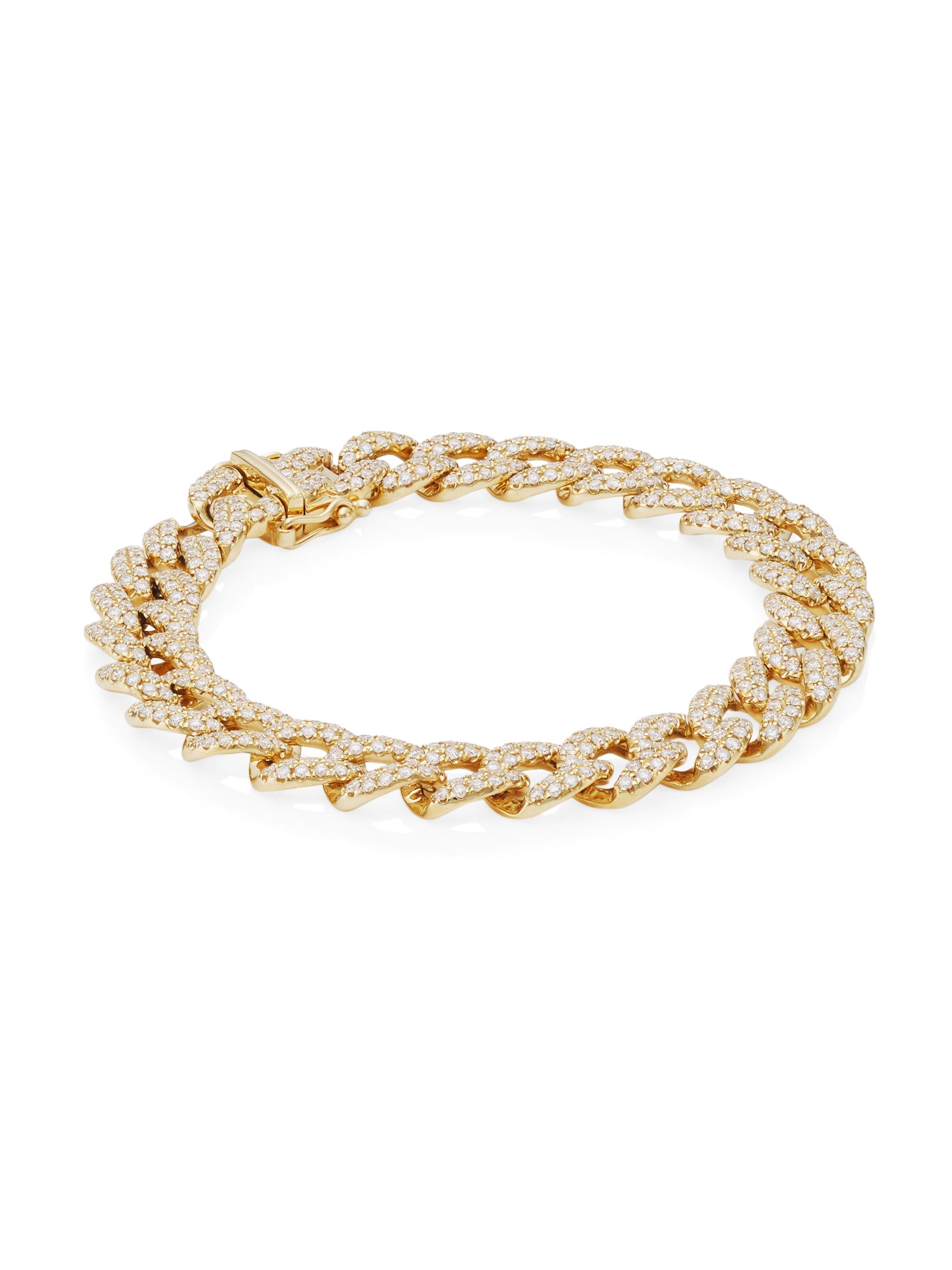 Saks Fifth Avenue Collection Women's 14K Gold & Diamond Curb-Chain Bracelet - Yellow Gold
