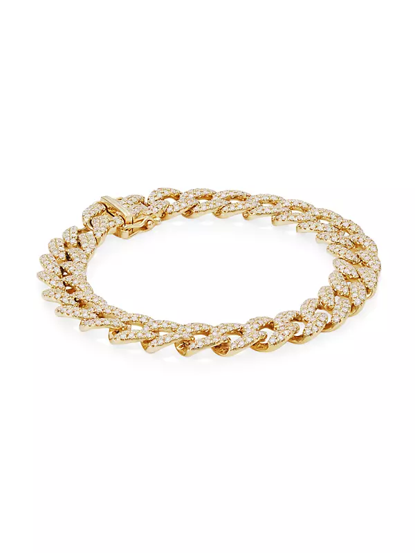 14K Gold & Diamond Curb-Chain Bracelet