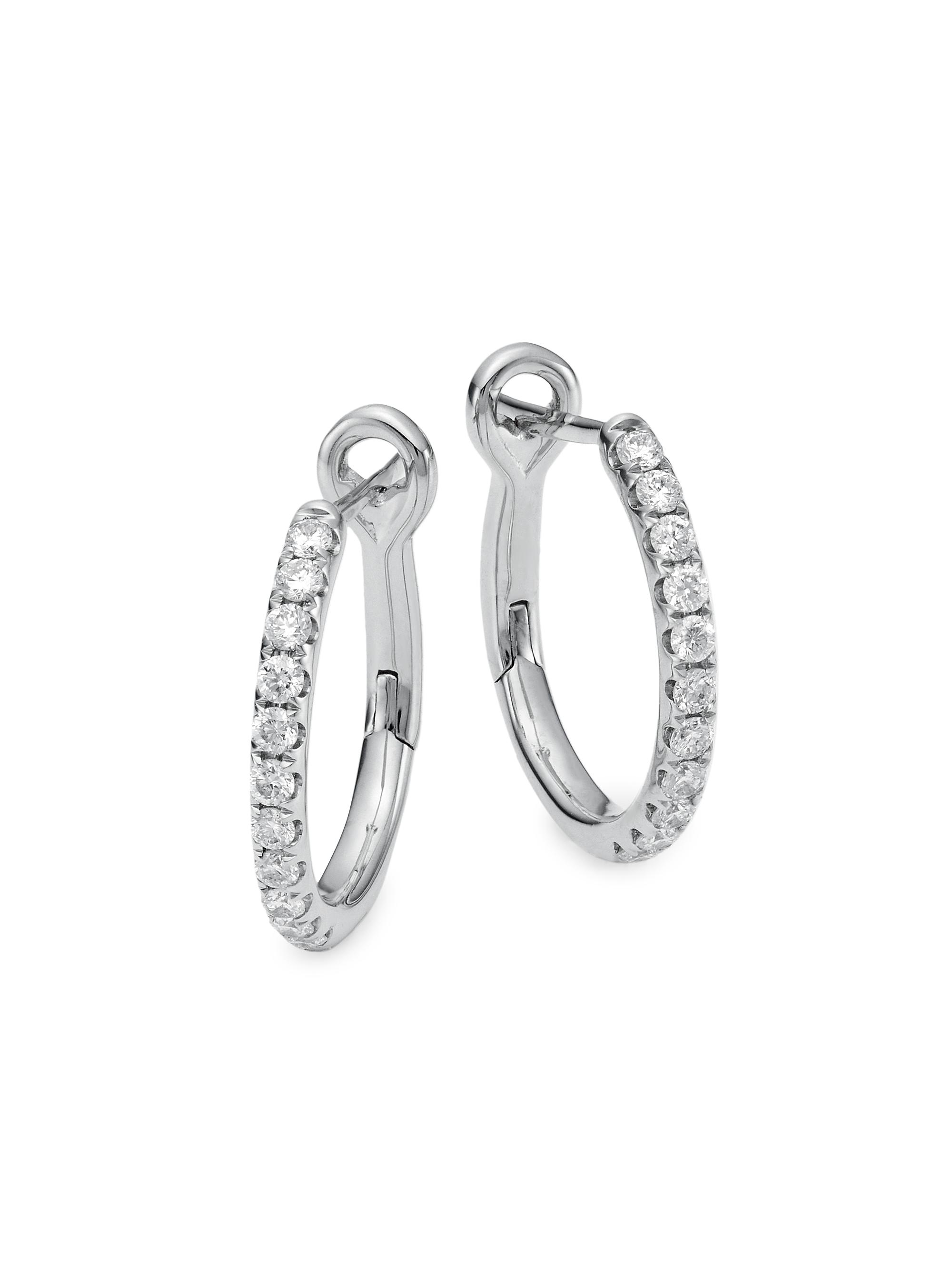 Saks Fifth Avenue Collection Women's 14K White Gold & 0.26 TCW Diamond Hoop Earrings - White Gold